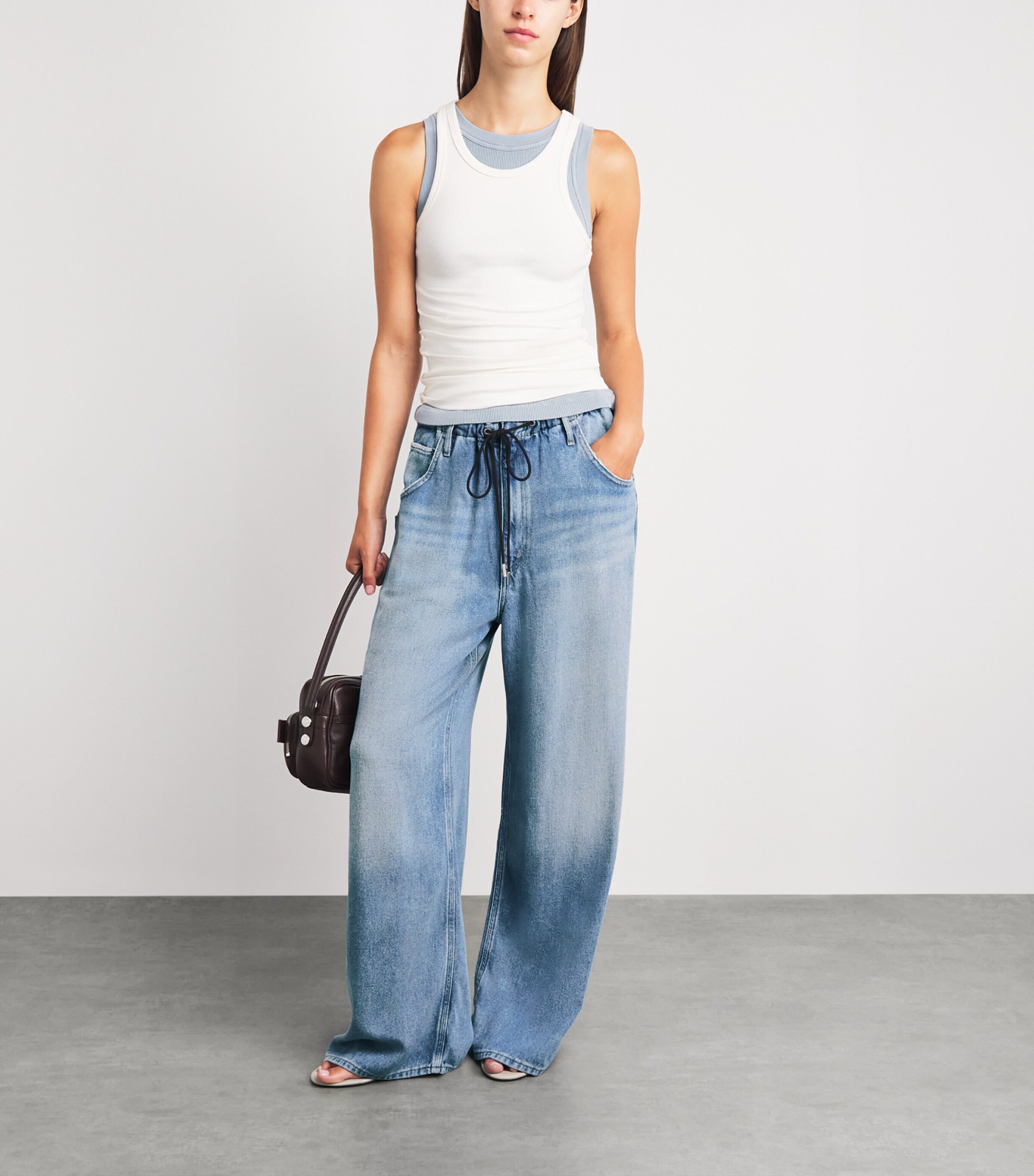 AGOLDE Womens Shaw Wide-Leg Jeans Script Md Tinted Ind Image 2