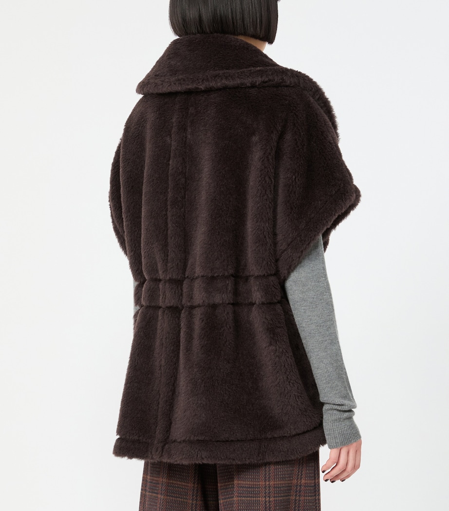 Max Mara Womens Faux Fur Belted Cape Brown Image 4