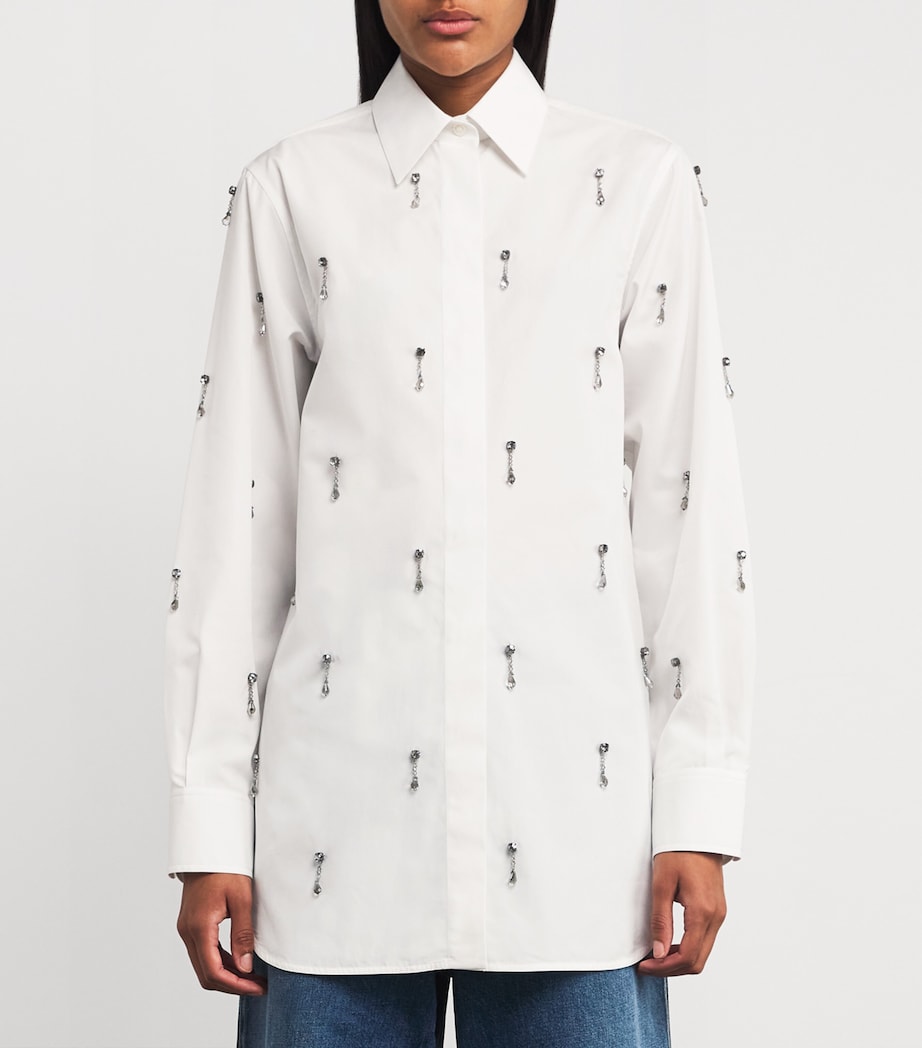 Cotton Embellished Oxford Shirt 9000 PURE WHITE Image 3