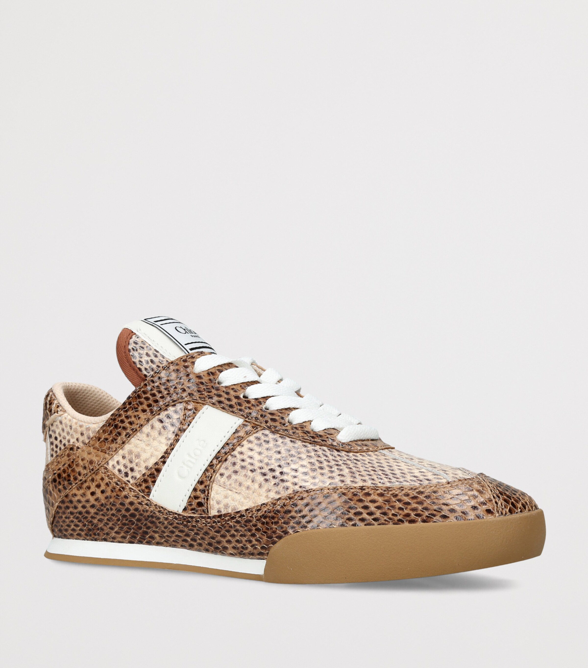 Chloé Snake-Embossed Leather Kick Sneakers Brown/oth Image 2