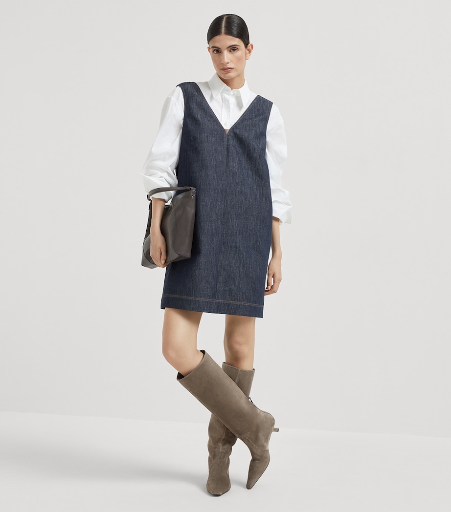 Denim V-Neck Mini Dress C001 Image 4