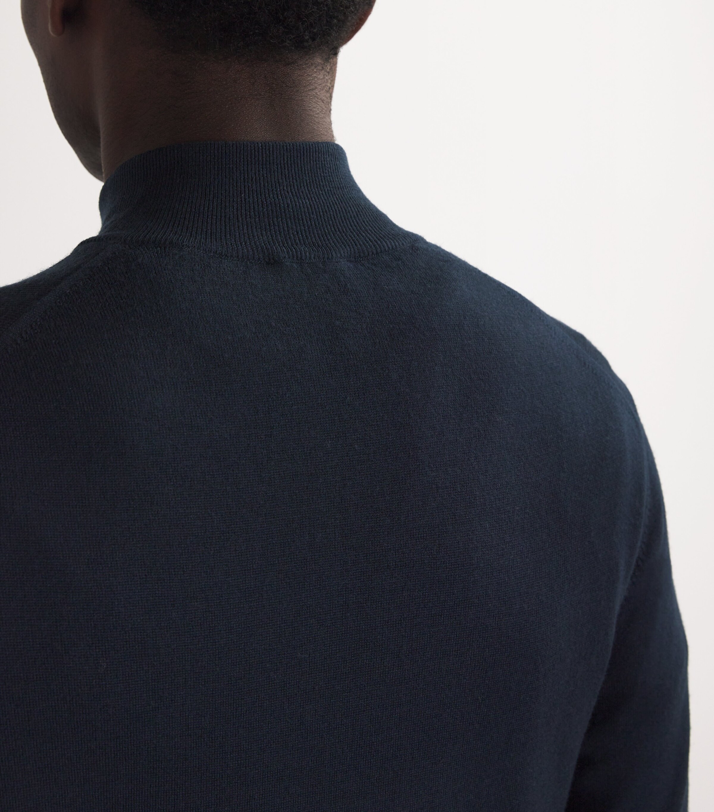 Sunspel Mens Merino Half-Zip Sweater Light Navy Image 6