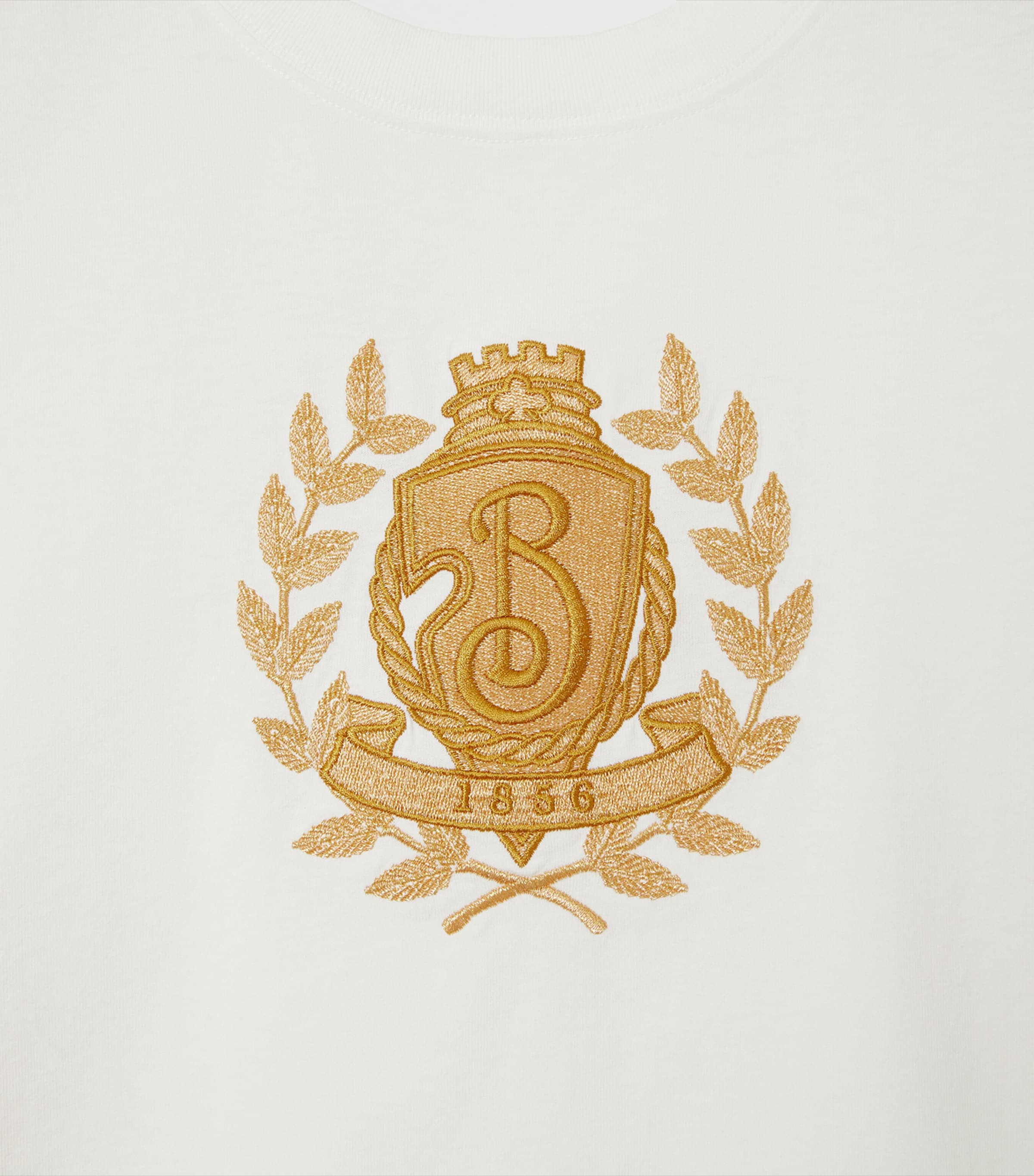 Burberry Embroidered Crest T-shirt In Gold