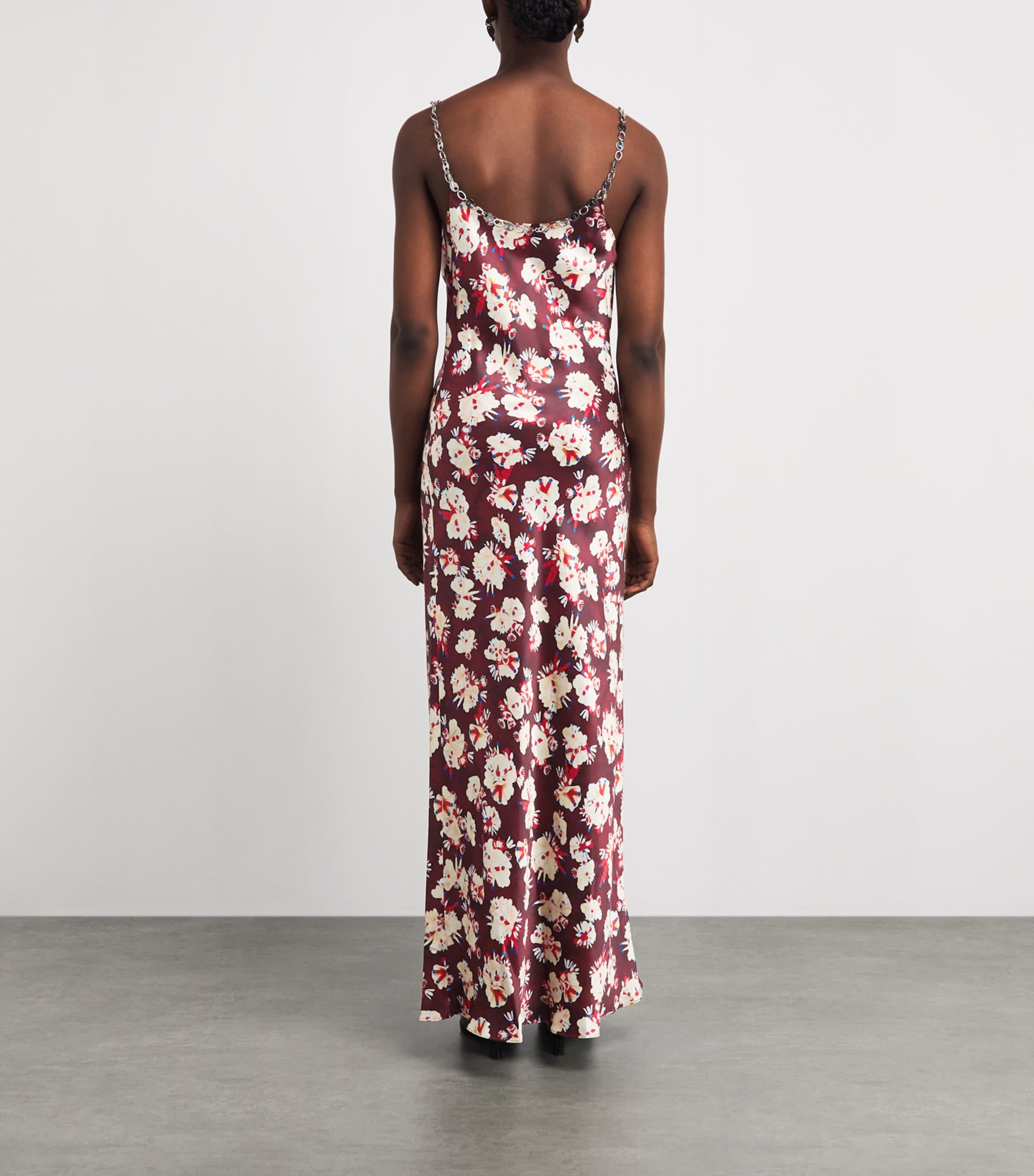 Rabanne Womens Silk Floral Print Maxi Dress Flwrs Trms Prple/yel Image 4