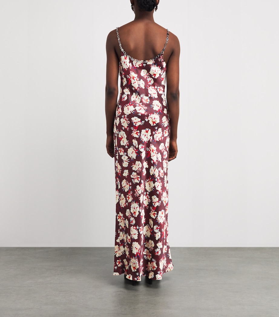 Rabanne Womens Silk Floral Print Maxi Dress Flwrs Trms Prple/yel Image 4