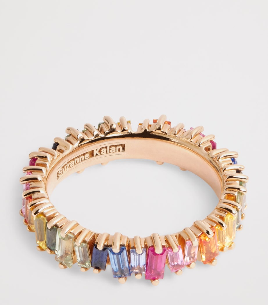 Suzanne Kalan Rose Gold and Rainbow Sapphire Bold Eternity Ring Rg/rs Image 3
