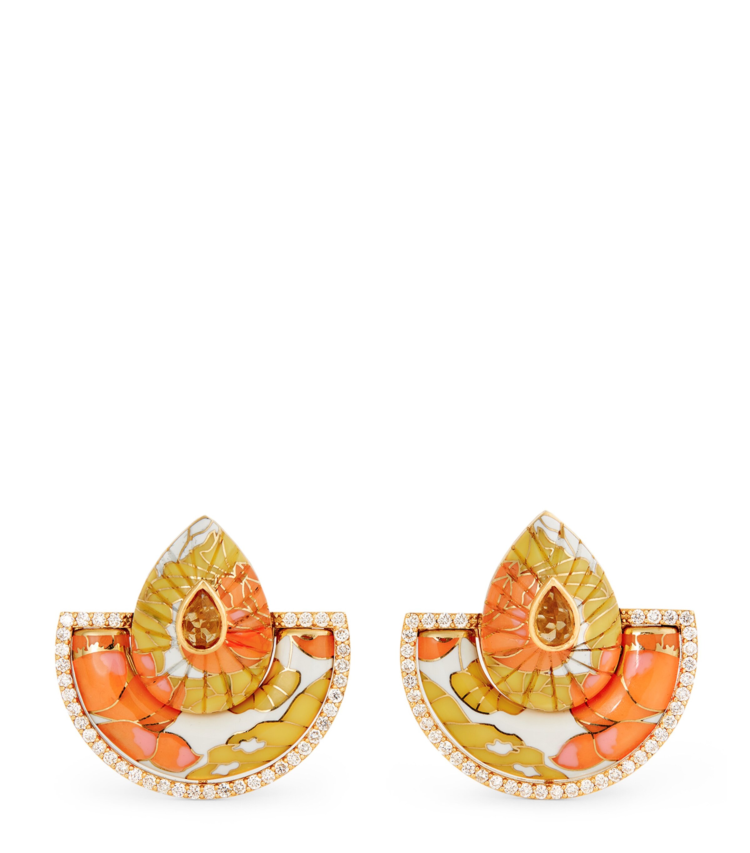 L'ATELIER NAWBAR Yellow Gold and Diamond Bond Street Fan Earrings Yellow Orange Image 1