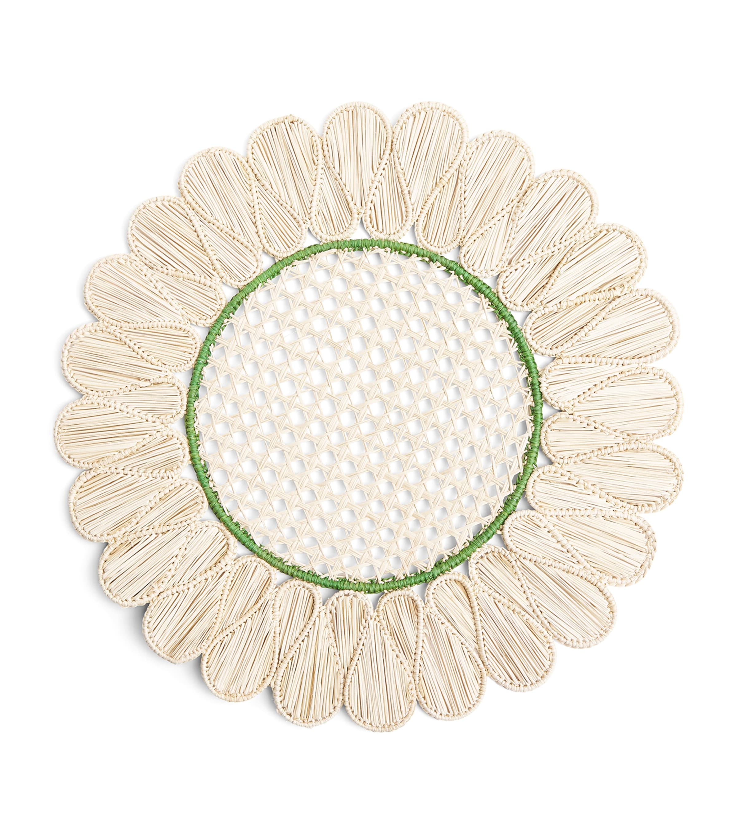 Harrods x Coro Cora Rattan Placemat (37cm) Green Image 1