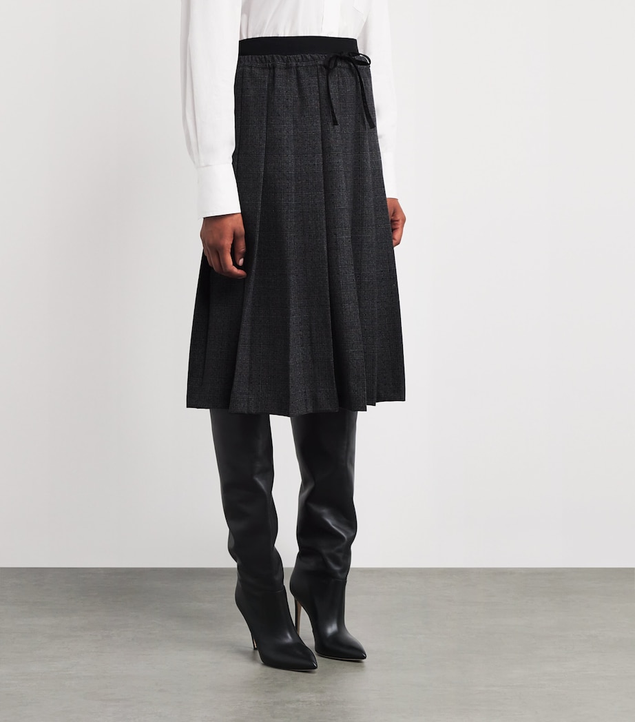 Pleated Rhinestone-Embellished Midi Skirt GREY / BROWN Image 3