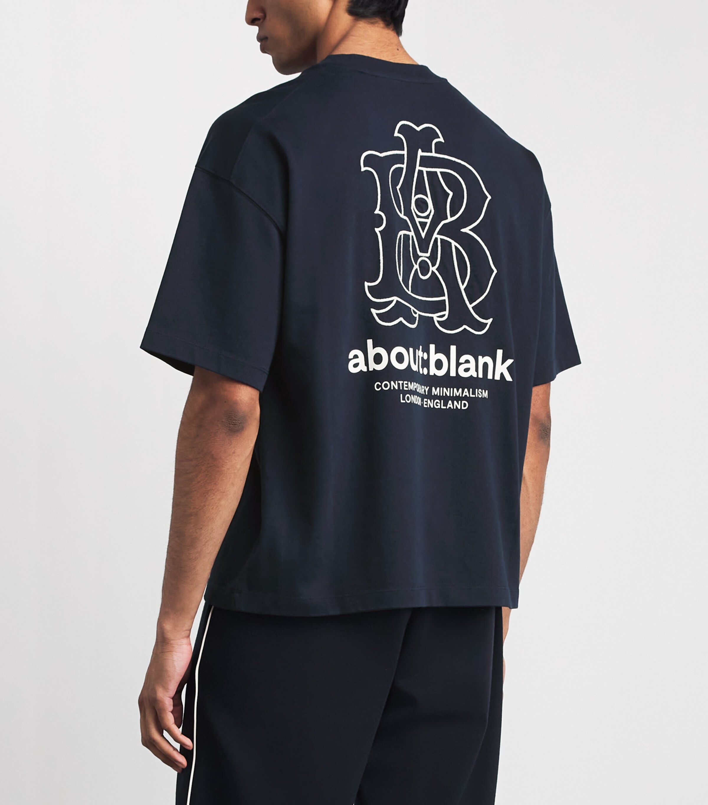 about:blank Mens Cotton Logo Boxy T-Shirt Navy Image 5