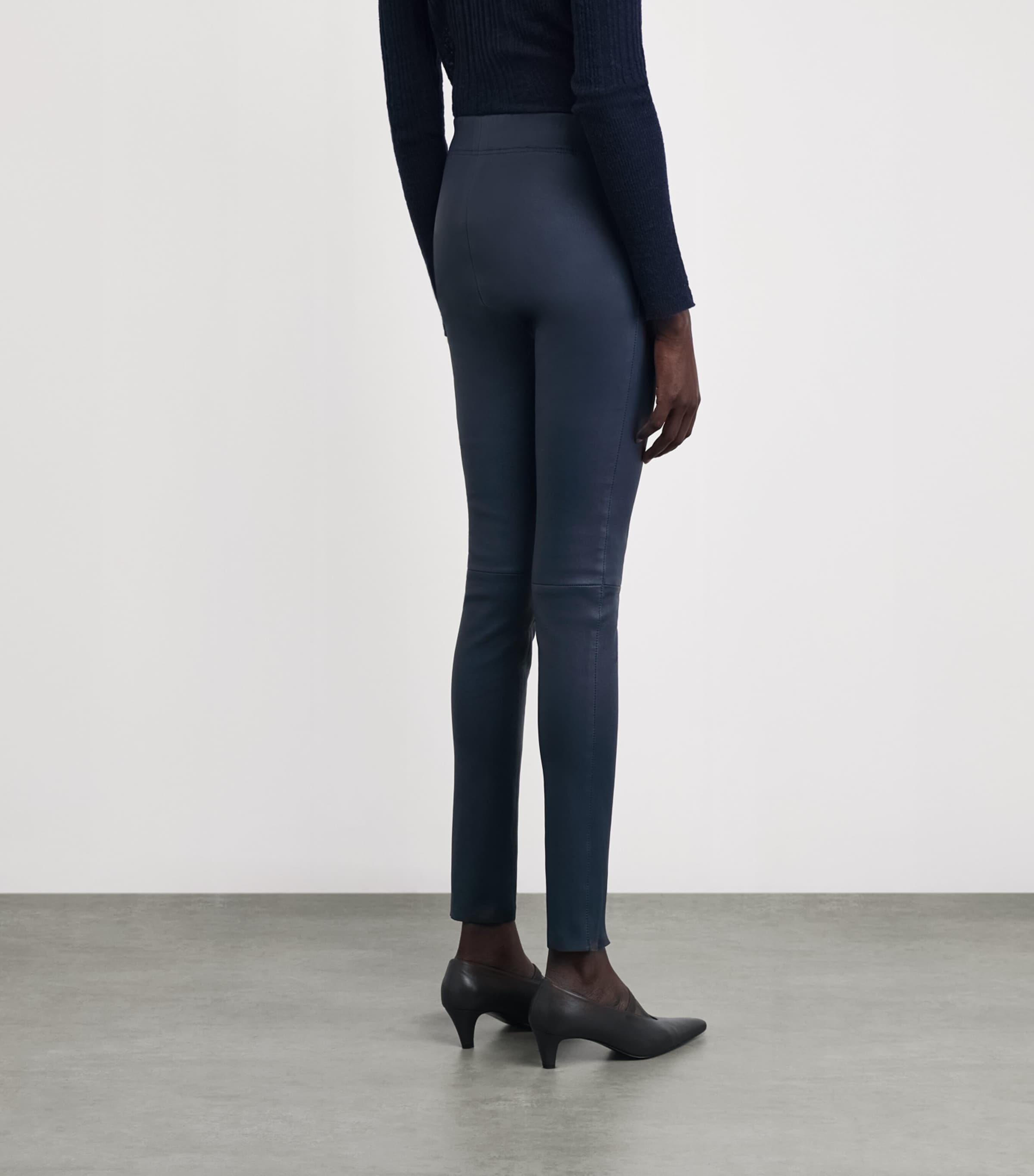 Stretch-Leather Leggings INDIGO Image 4
