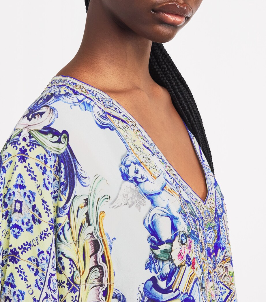 Camilla Womens Silk Printed Short Kaftan Wallwond Image 6