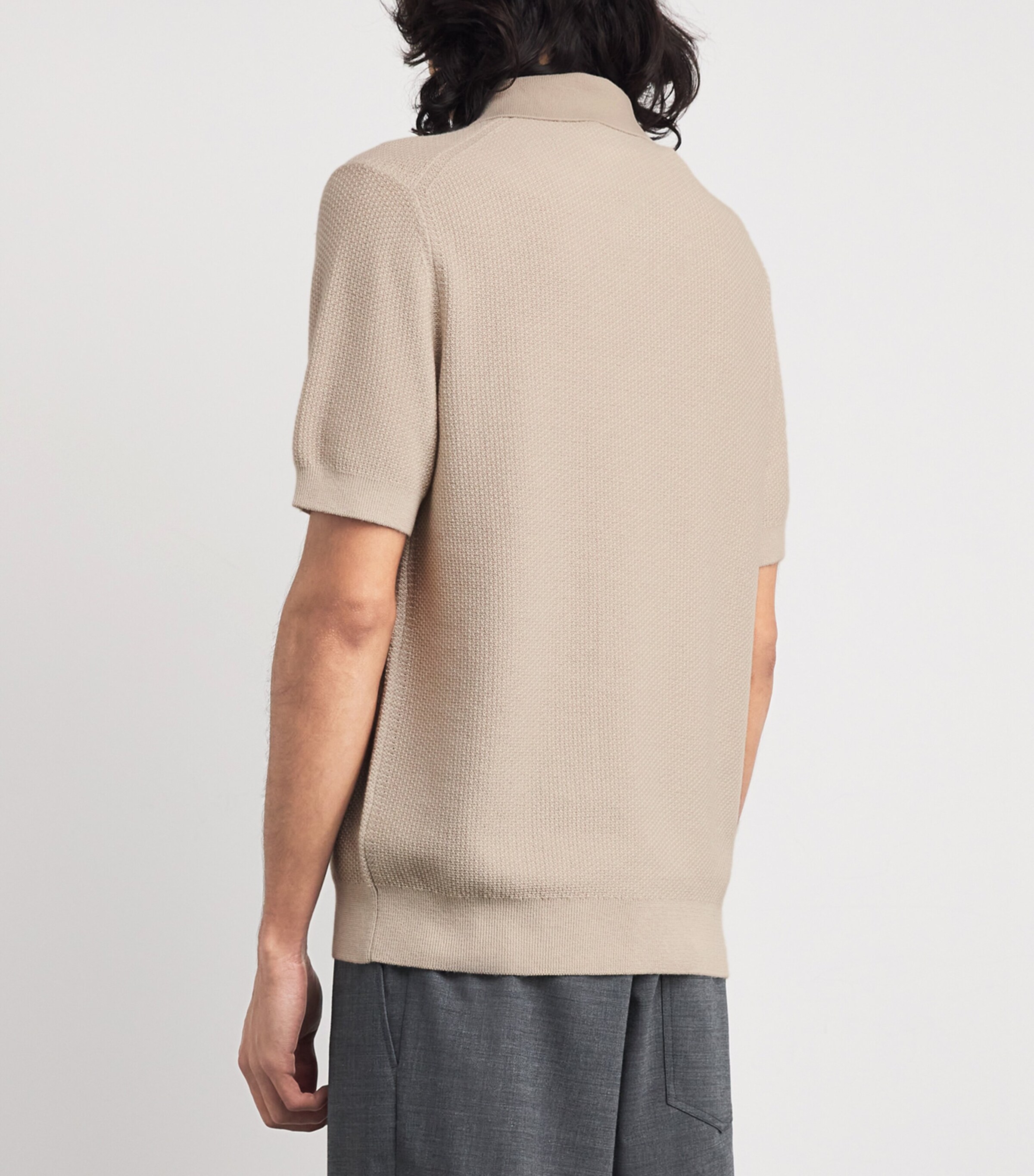 Vince Mens Wool-Blend Jacquard Polo Shirt Image 4