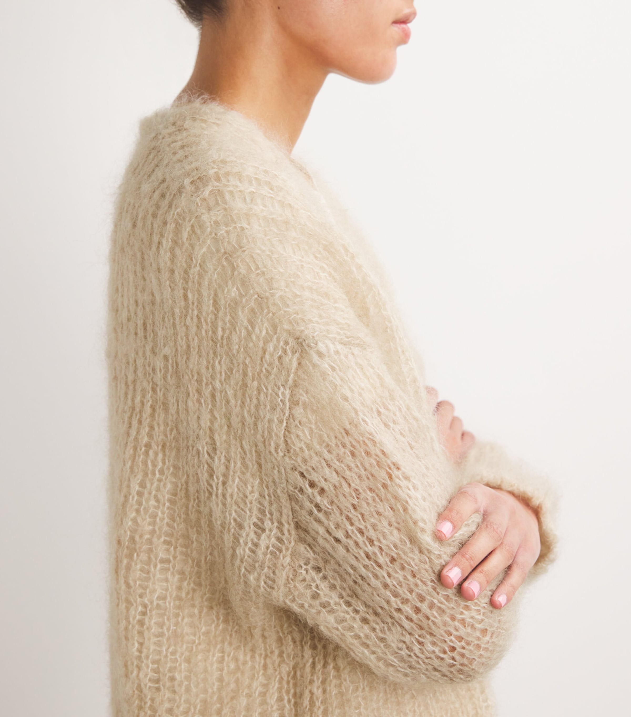 Weekend Max Mara Womens Mohair-Blend Brushed Cardigan Sand Image 6