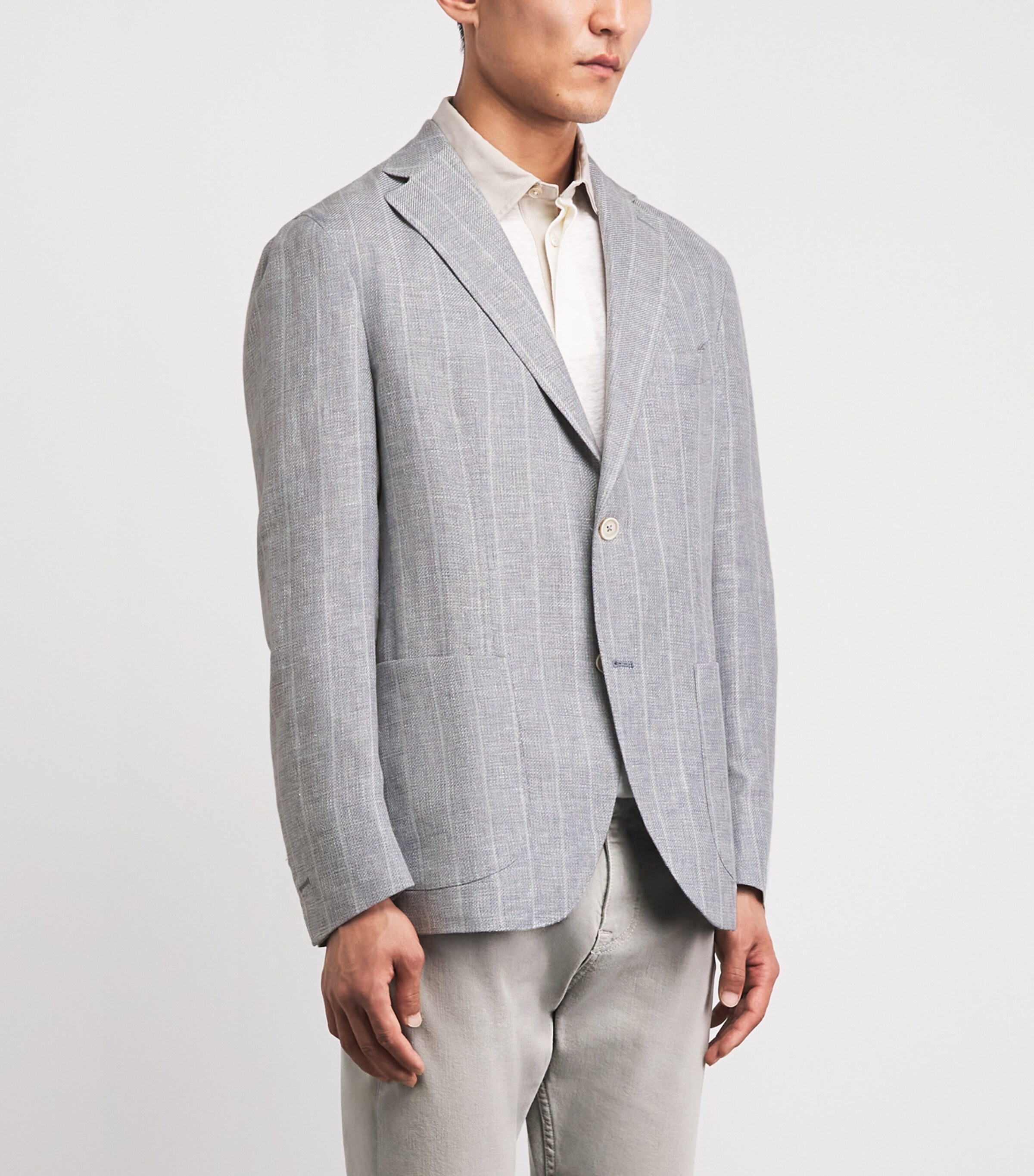 Eleventy Mens Linen-Cashmere-Silk Blazer Zucchero Image 4