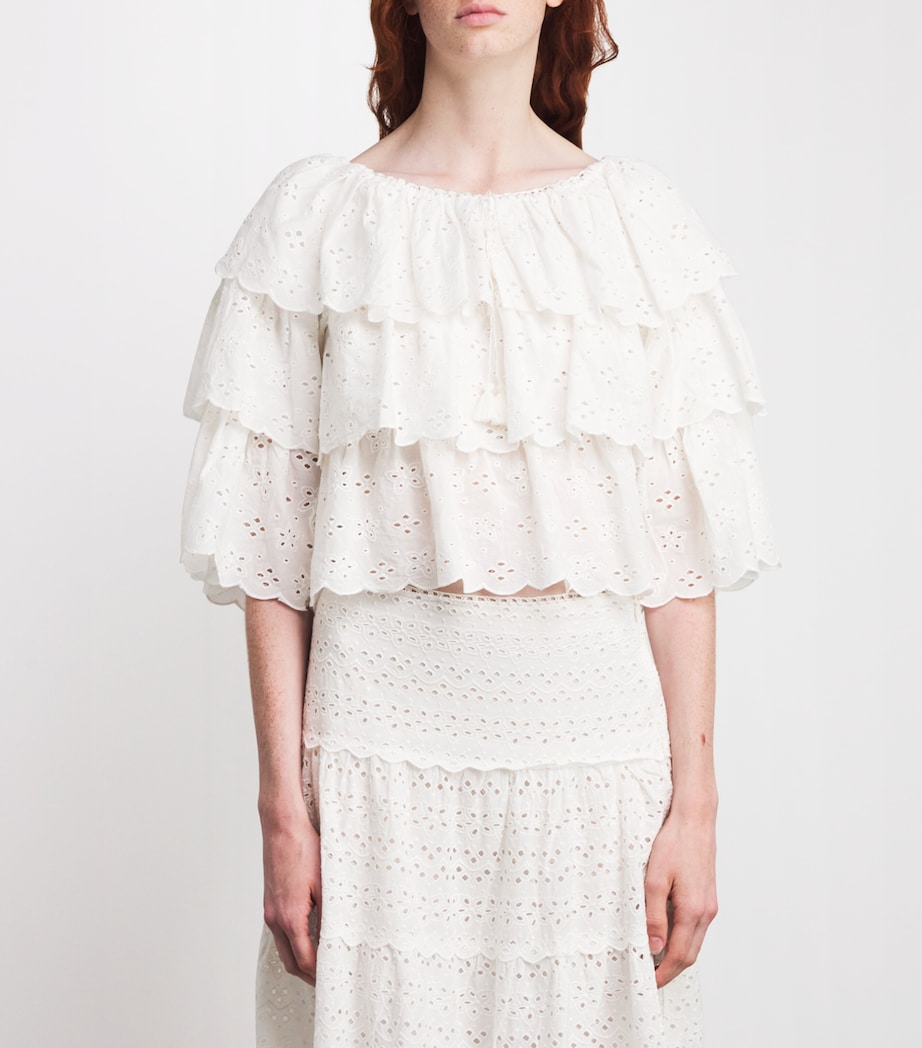 Cotton Broderie Caserta Top IVORY Image 3