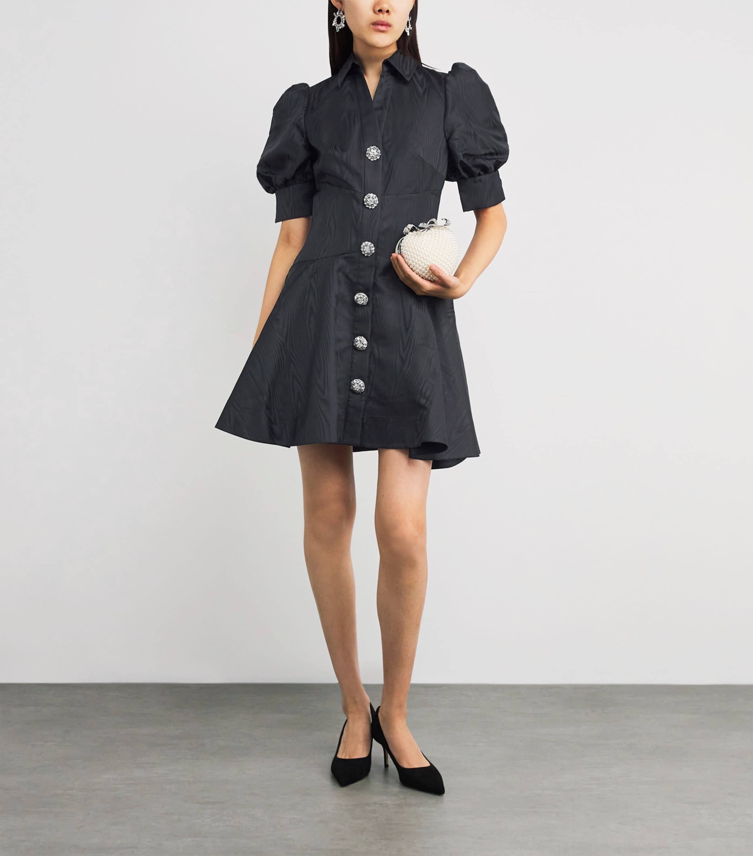 Moiré Narcissa Mini Dress BLACK Image 2