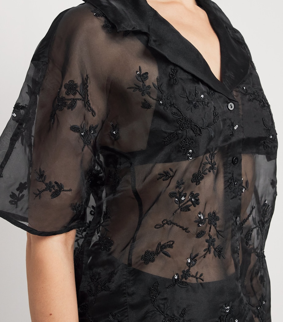 Embellished Organza Shirt 099 BLACK Image 6