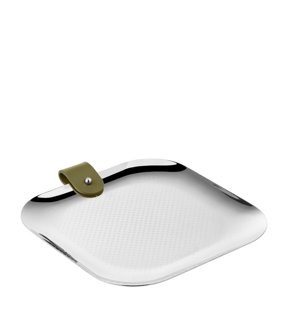 Leather-Trim Club Square Tray (16cm) SILVER Image 1