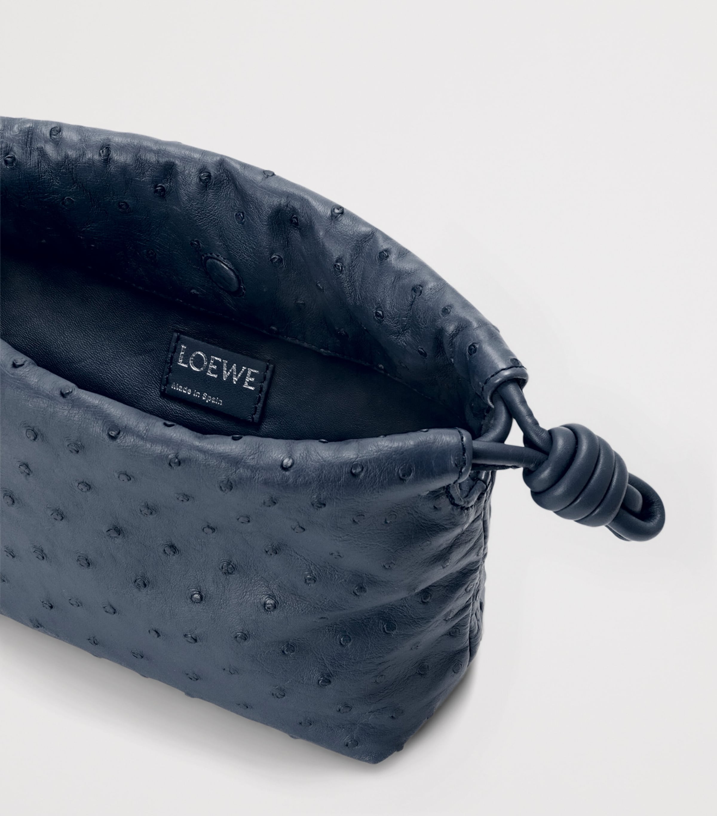 LOEWE Mini Ostrich Leather Flamenco Purse Deep Navy Image 7