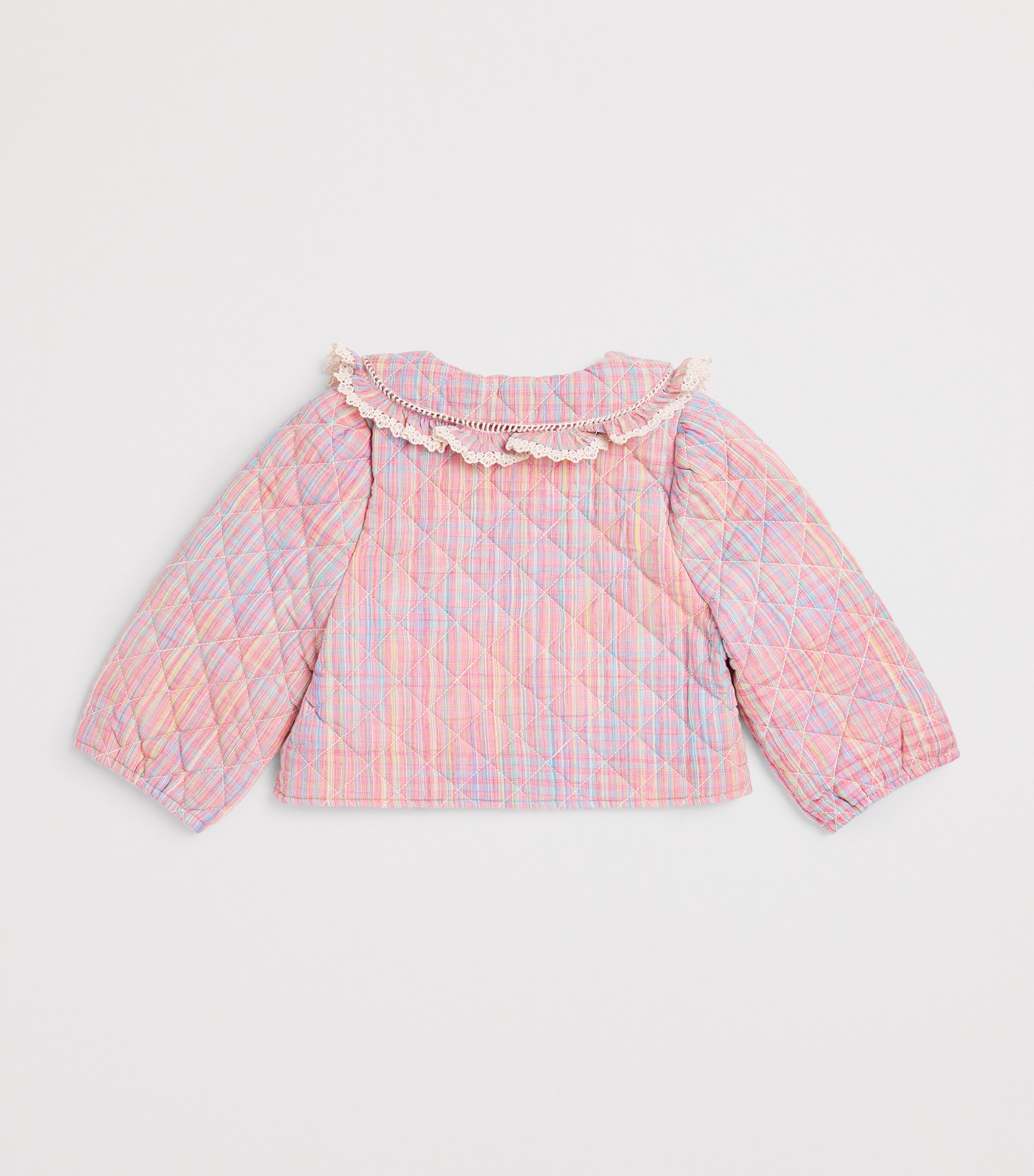 Louise Misha Cotton Stripe Joulia Jacket (3-10 Years) Pink Pomelo Checks Image 2