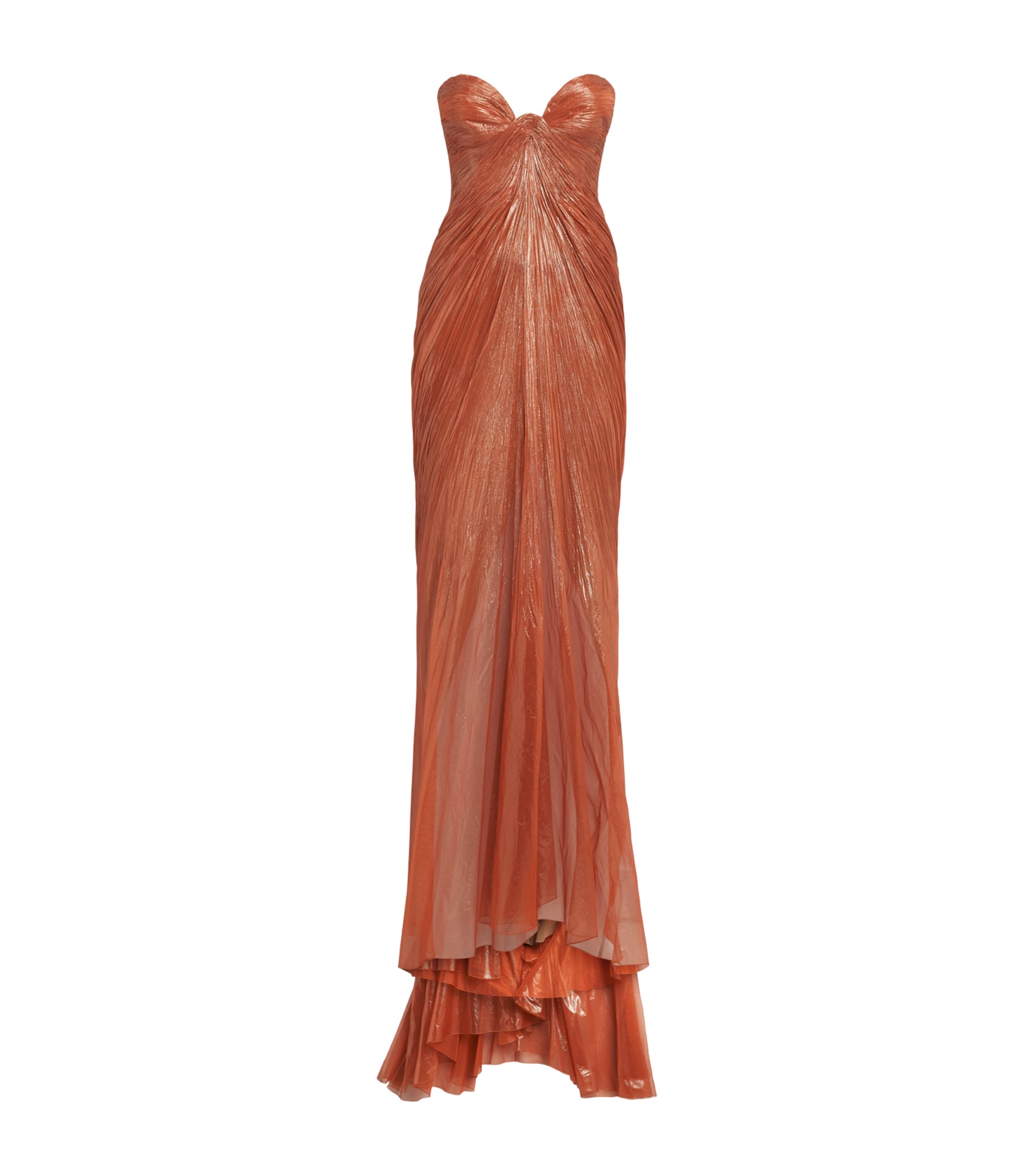 Maria Lucia Hohan Womens Silk Salima Bustier Gown Peach Fizz Image 1