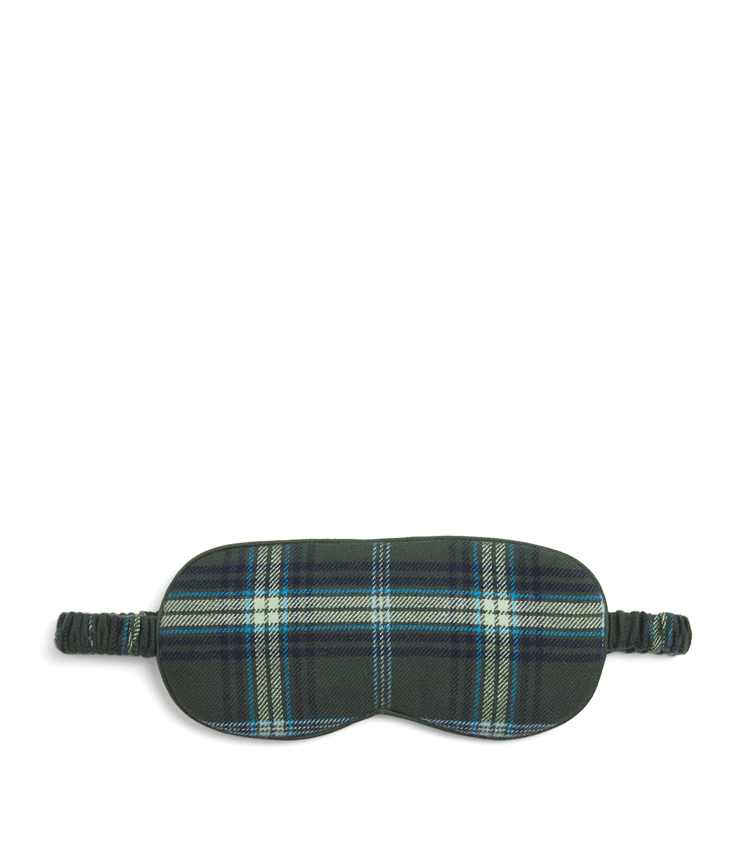 Harrods Brushed Cotton Tartan Sleep Mask In Blue