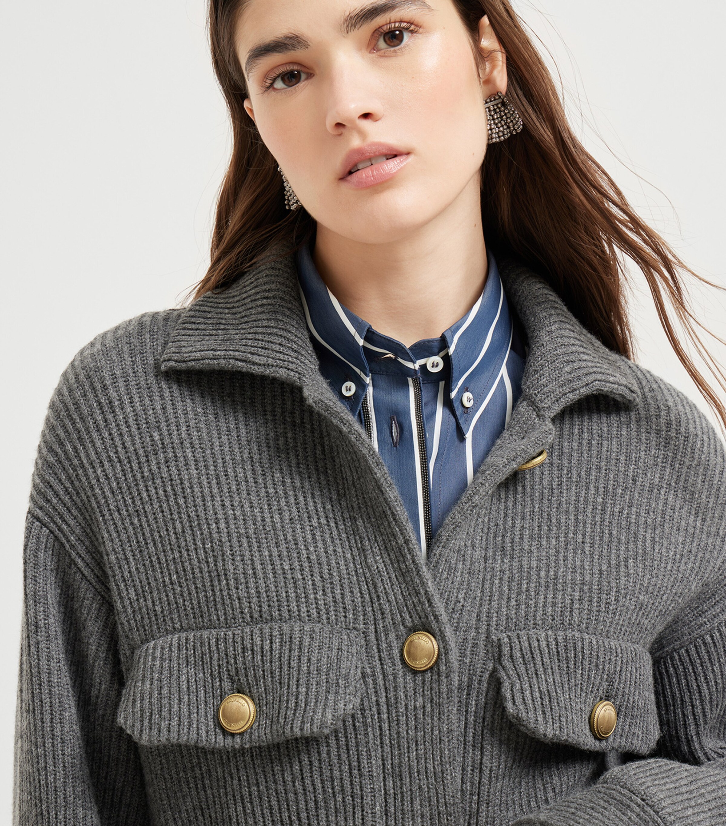 Brunello Cucinelli Womens Virgin Wool-Cashmere-Silk Cardigan Image 6