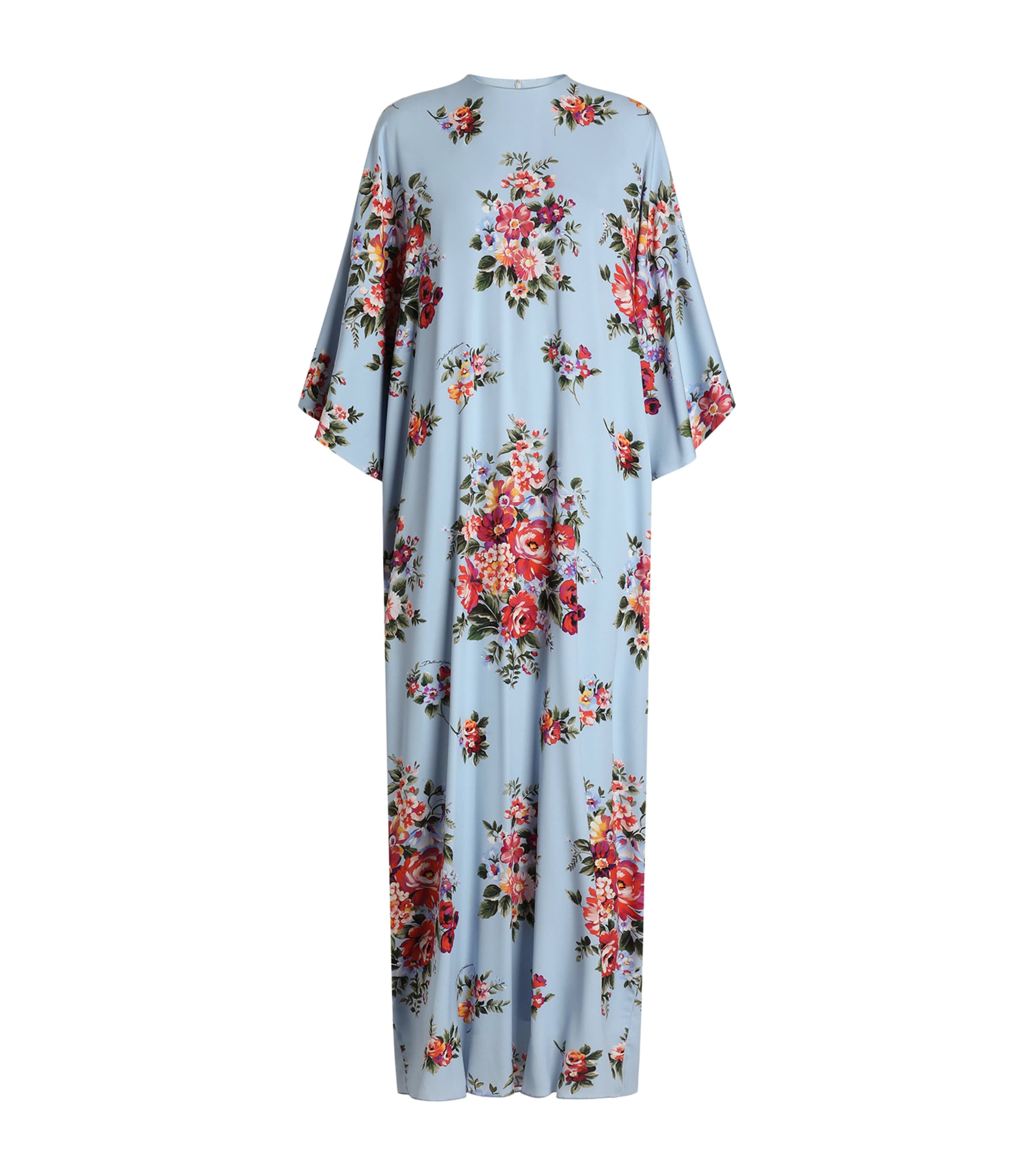 Dolce&Gabbana Womens Silk-Blend Floral Maxi Dress Mazz Image 1