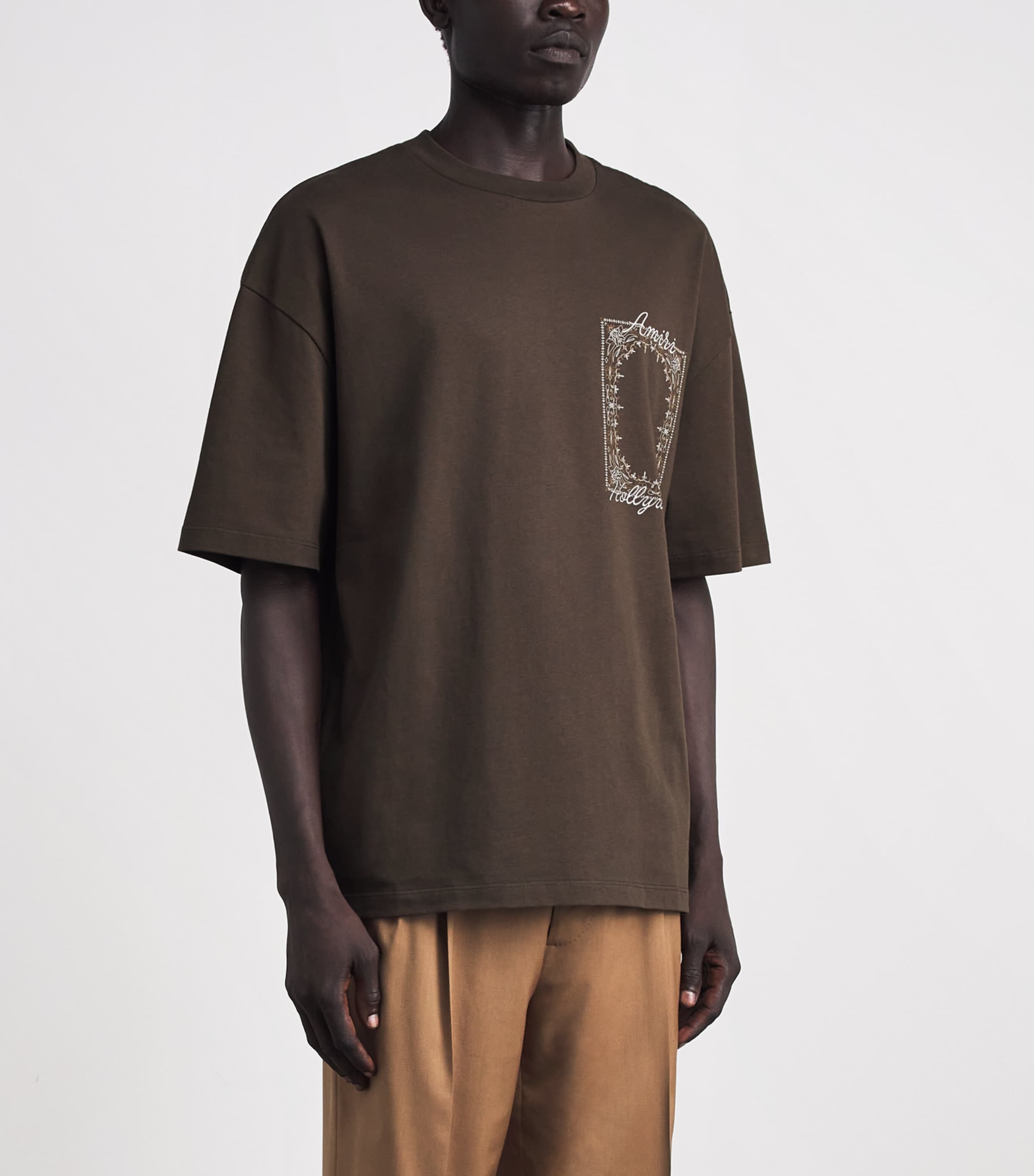AMIRI Mens Cotton Quad Bandana T-Shirt Husk Image 4