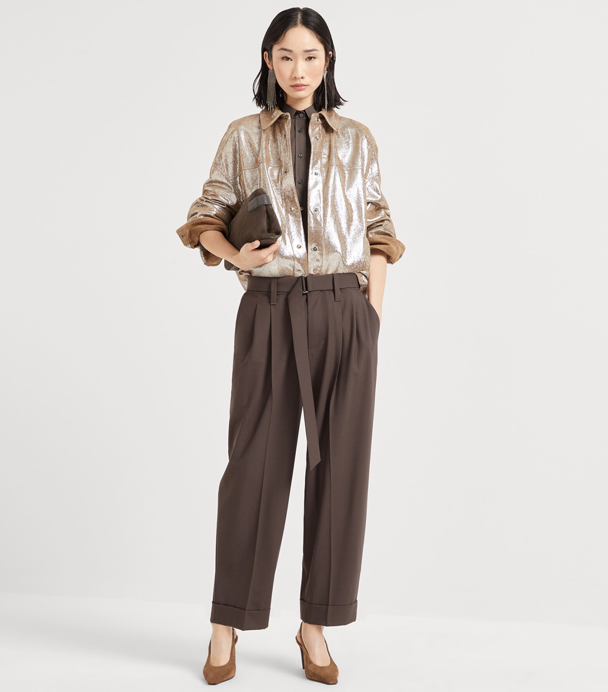 Tropical Luxury Wool Sartorial Baggy Trousers C019 Image 4