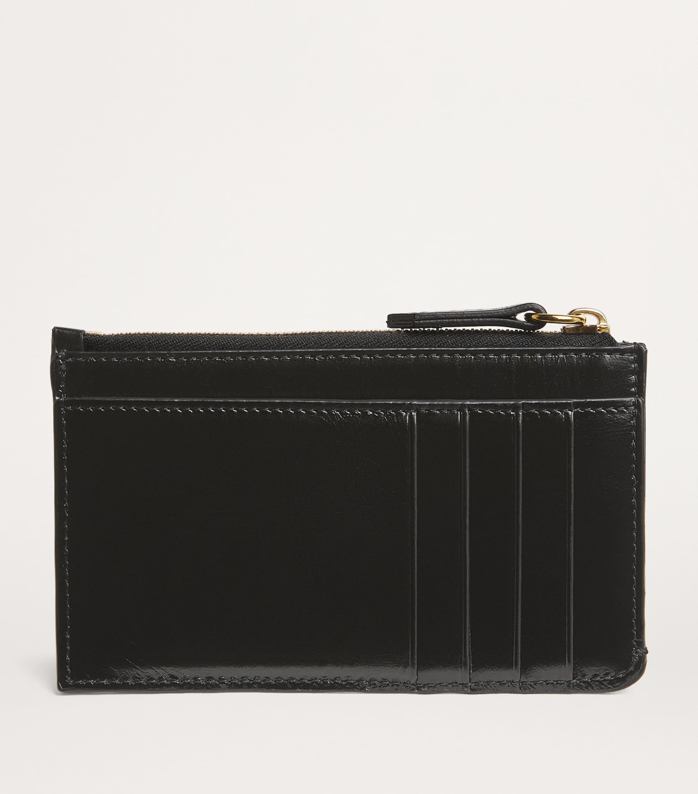 Small Calfskin Zipped Card Holder BLACK Image 2