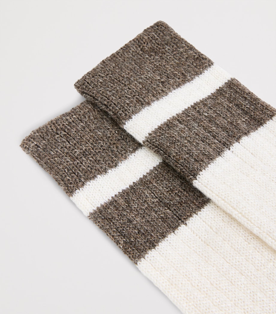 Dunhill Mens Cashmere-Cotton Stripe Socks Image 2