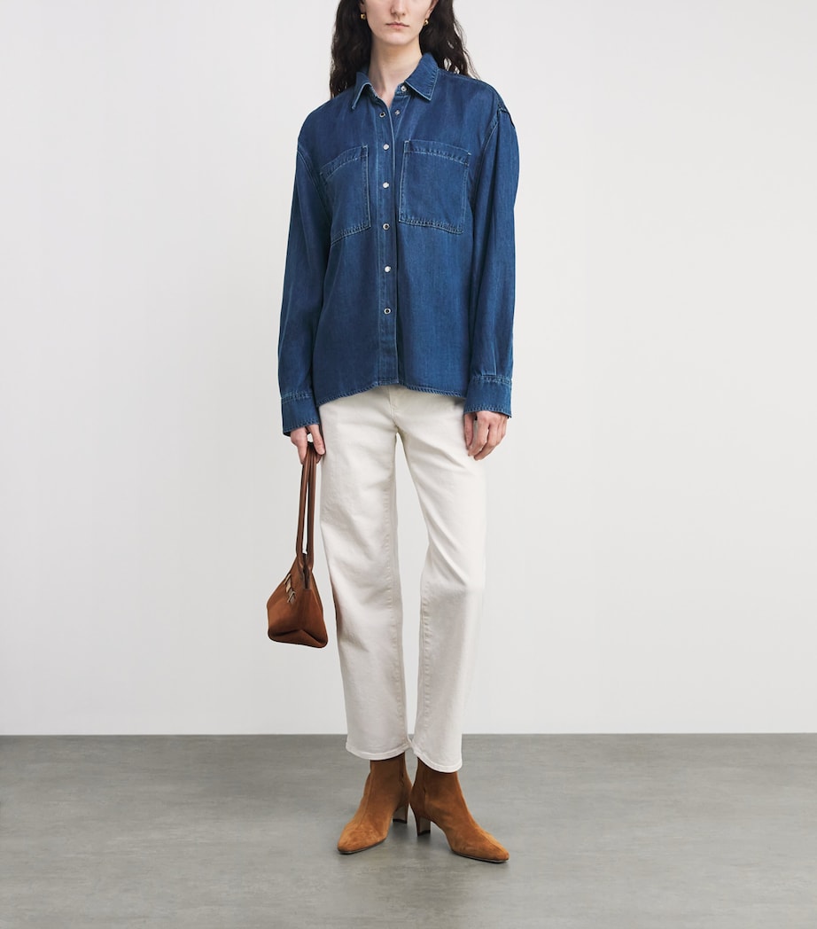 7 For All Mankind Womens Denim Shirt Boreal Image 2