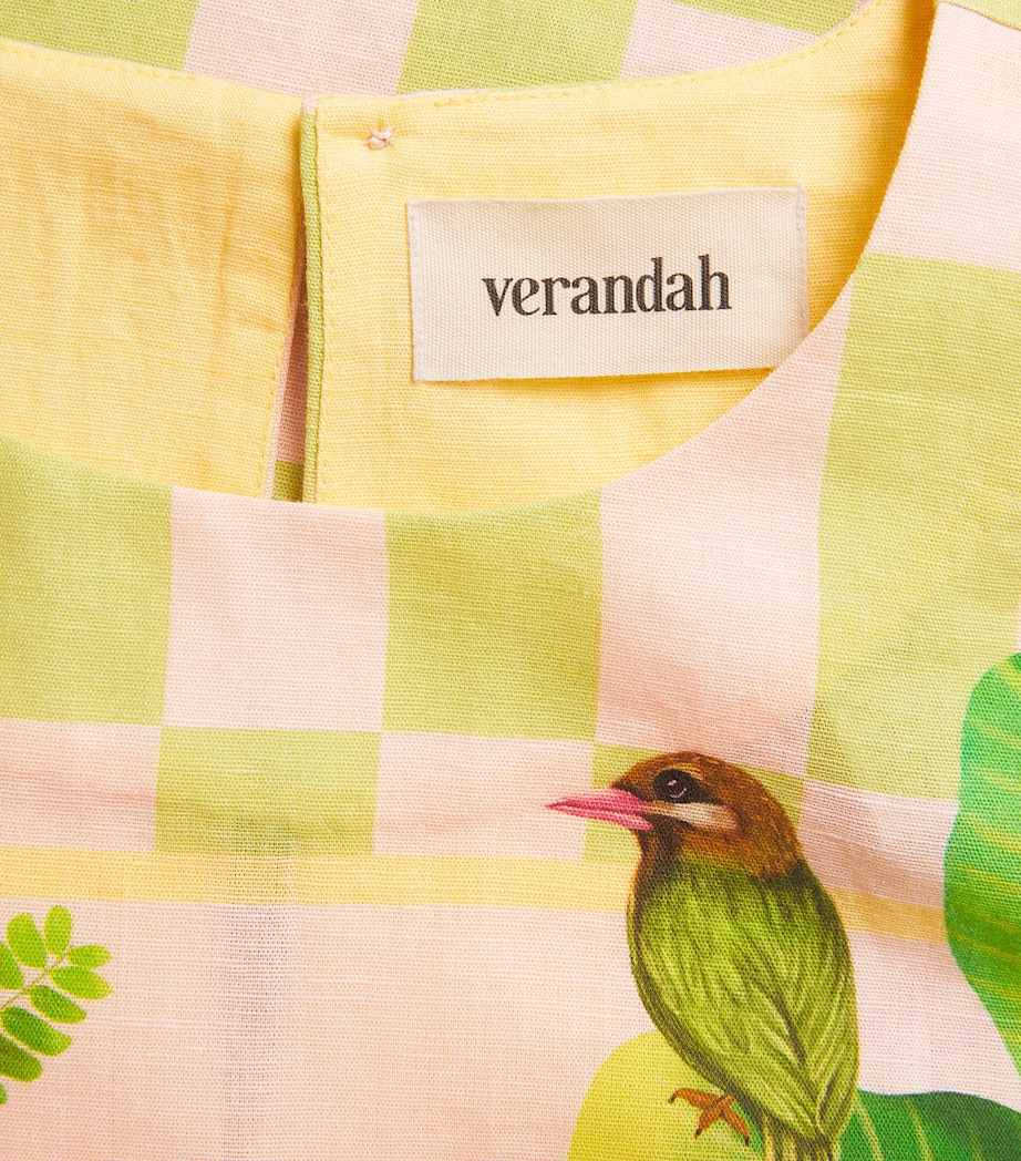 Verandah Womens Linen-Cotton Printed Mini Dress Blush Sage Green Image 6