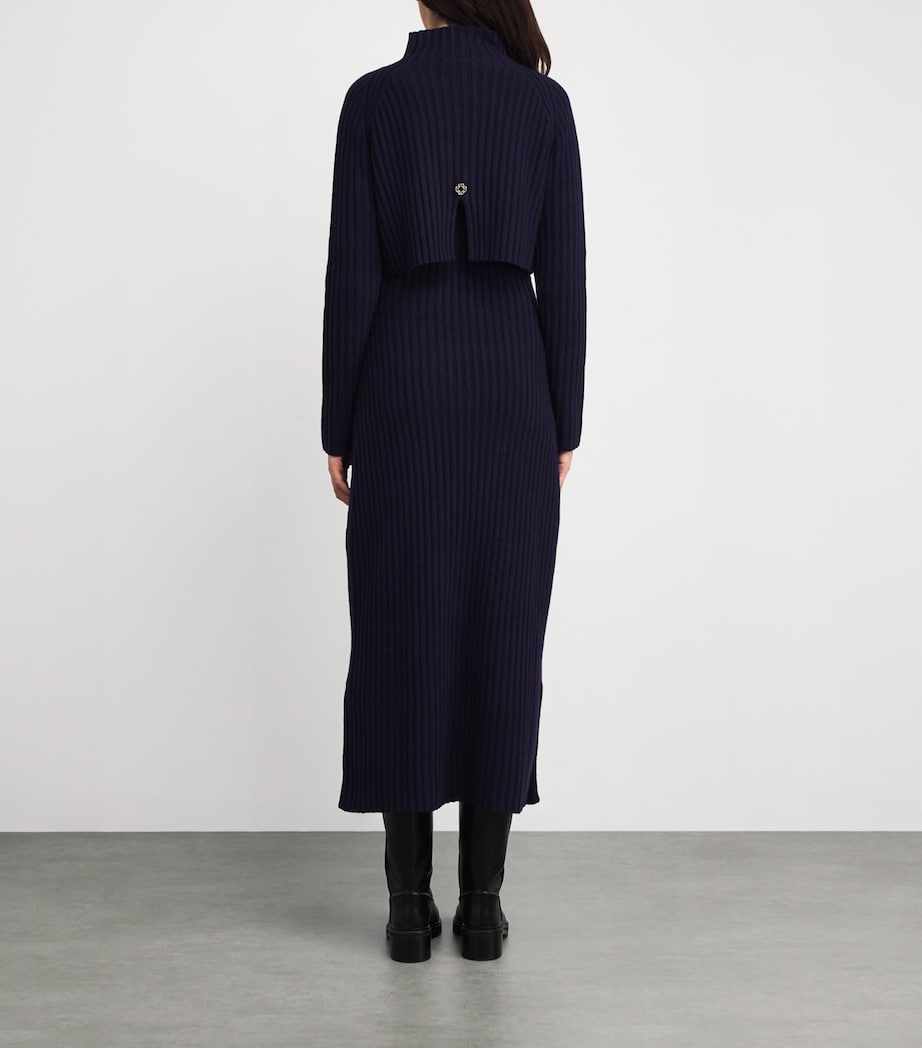 Wool Ribbed Maxi Dress NAVY Image 3