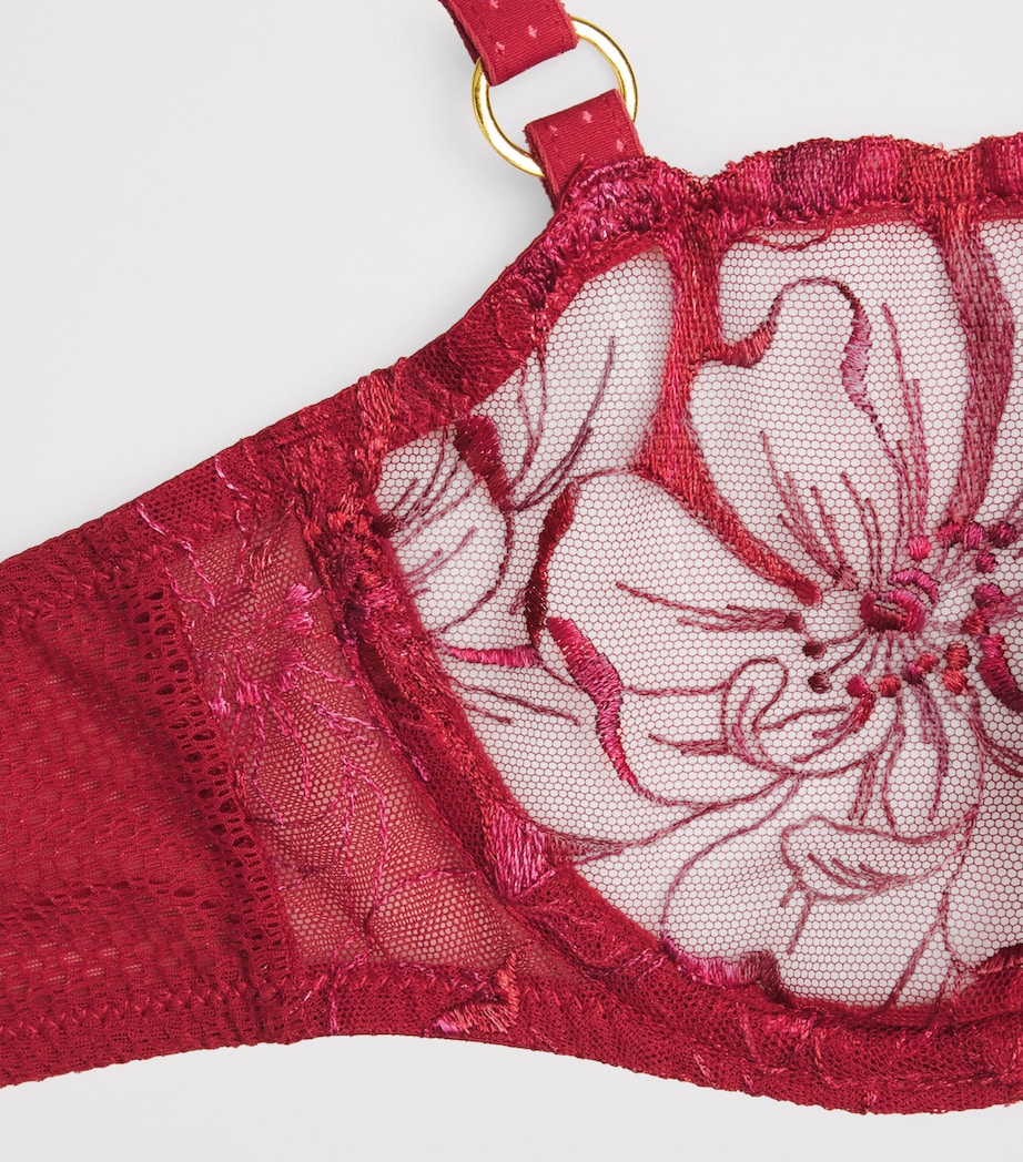 Embroidered Fleurs Balconette Bra B01 CANDY APPLE Image 4