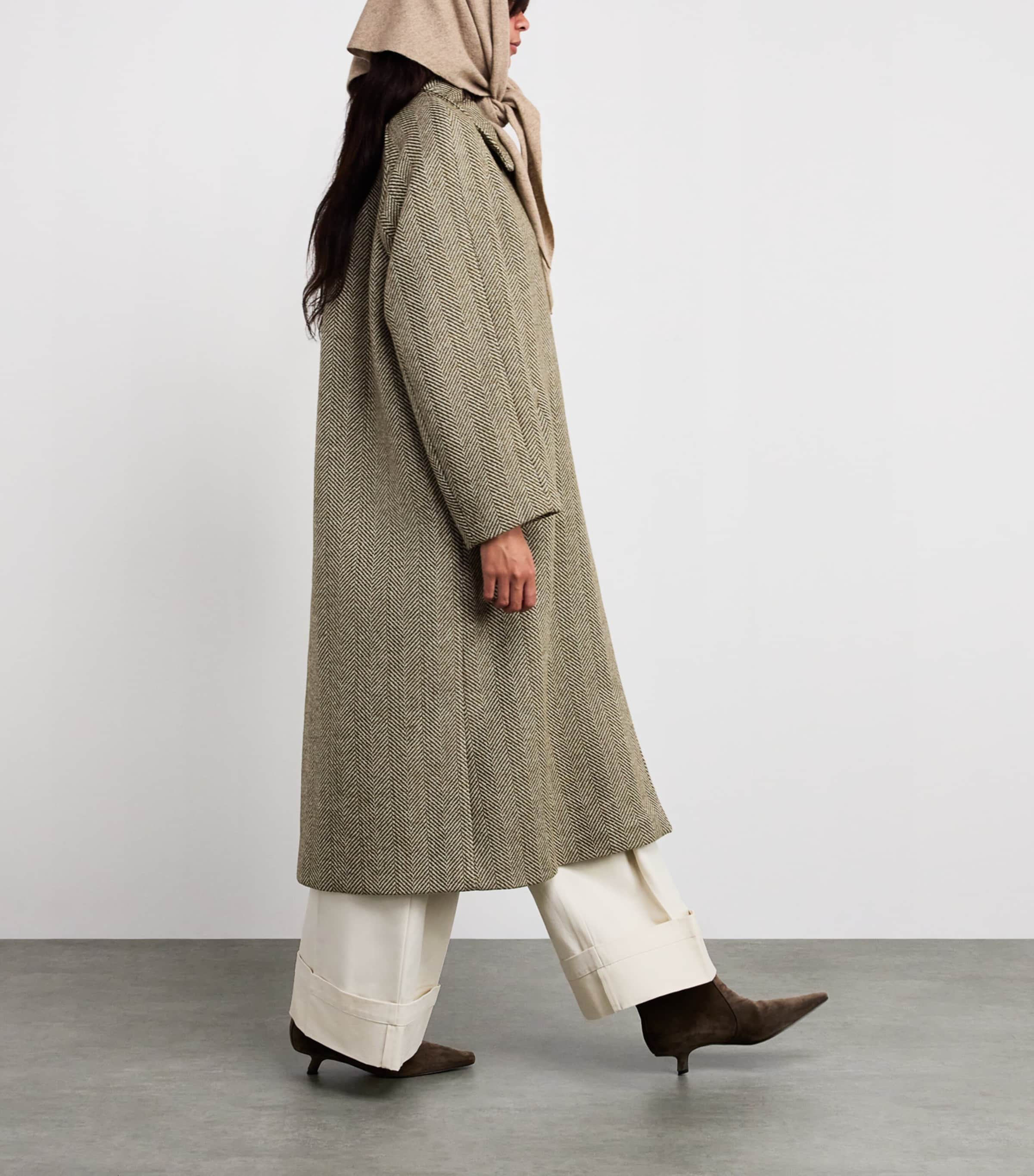 Wool-Blend Herringbone Coat GREEN Image 2