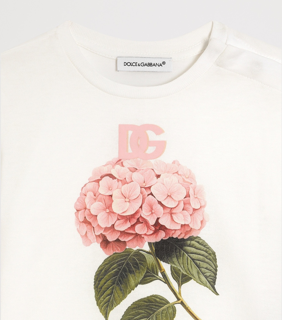 Dolce&Gabbana Kids Hydrangea Print T-Shirt (3-30 Months) Whit Image 3
