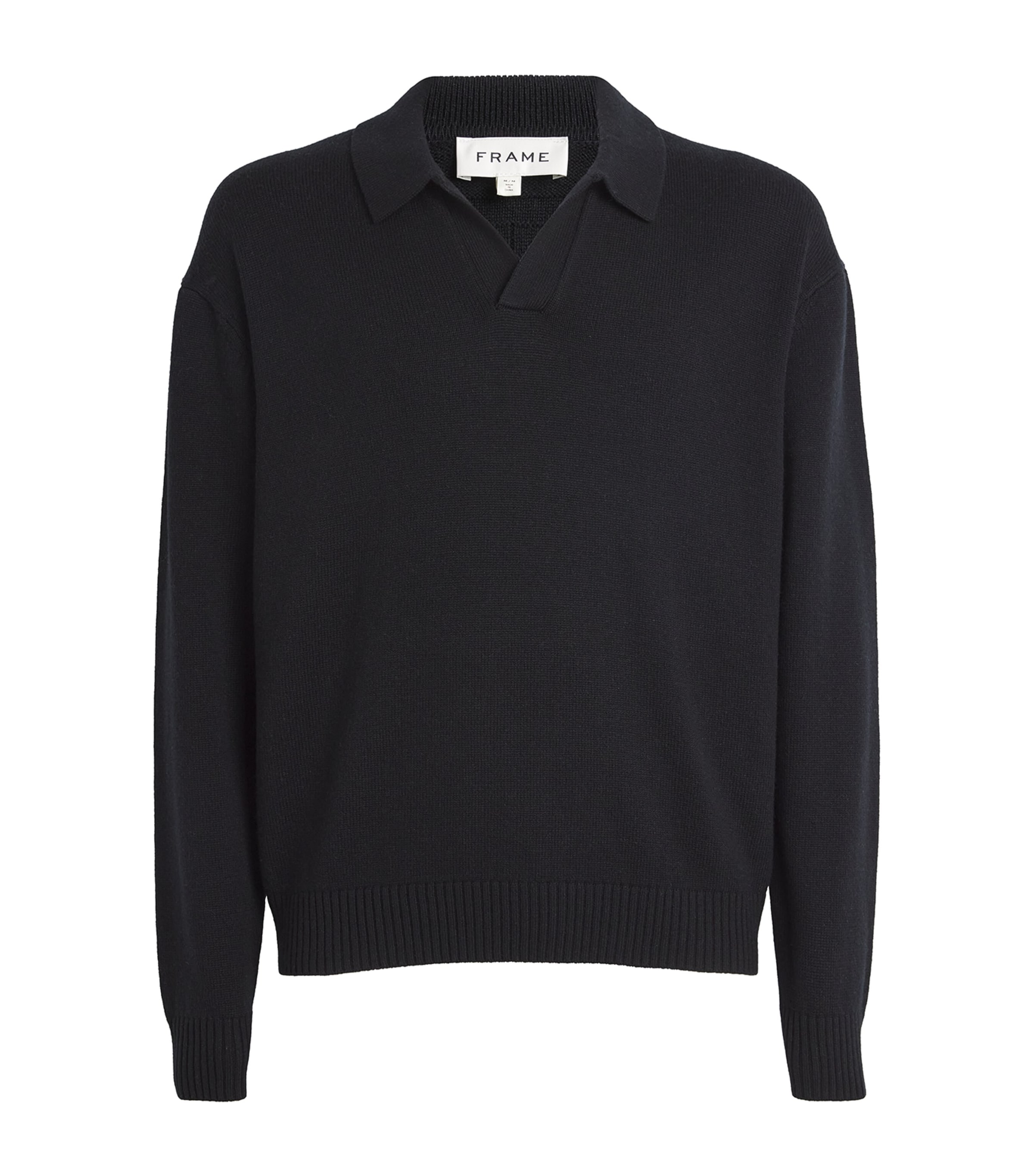 Frame Wool-silk Polo Sweater In Black