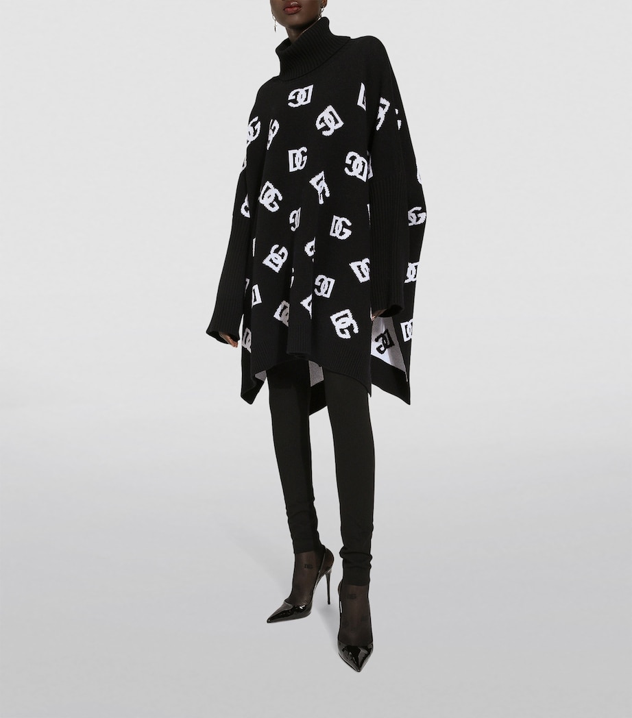 Wool Logo Poncho N0004-BLACK/WHITE Image 4
