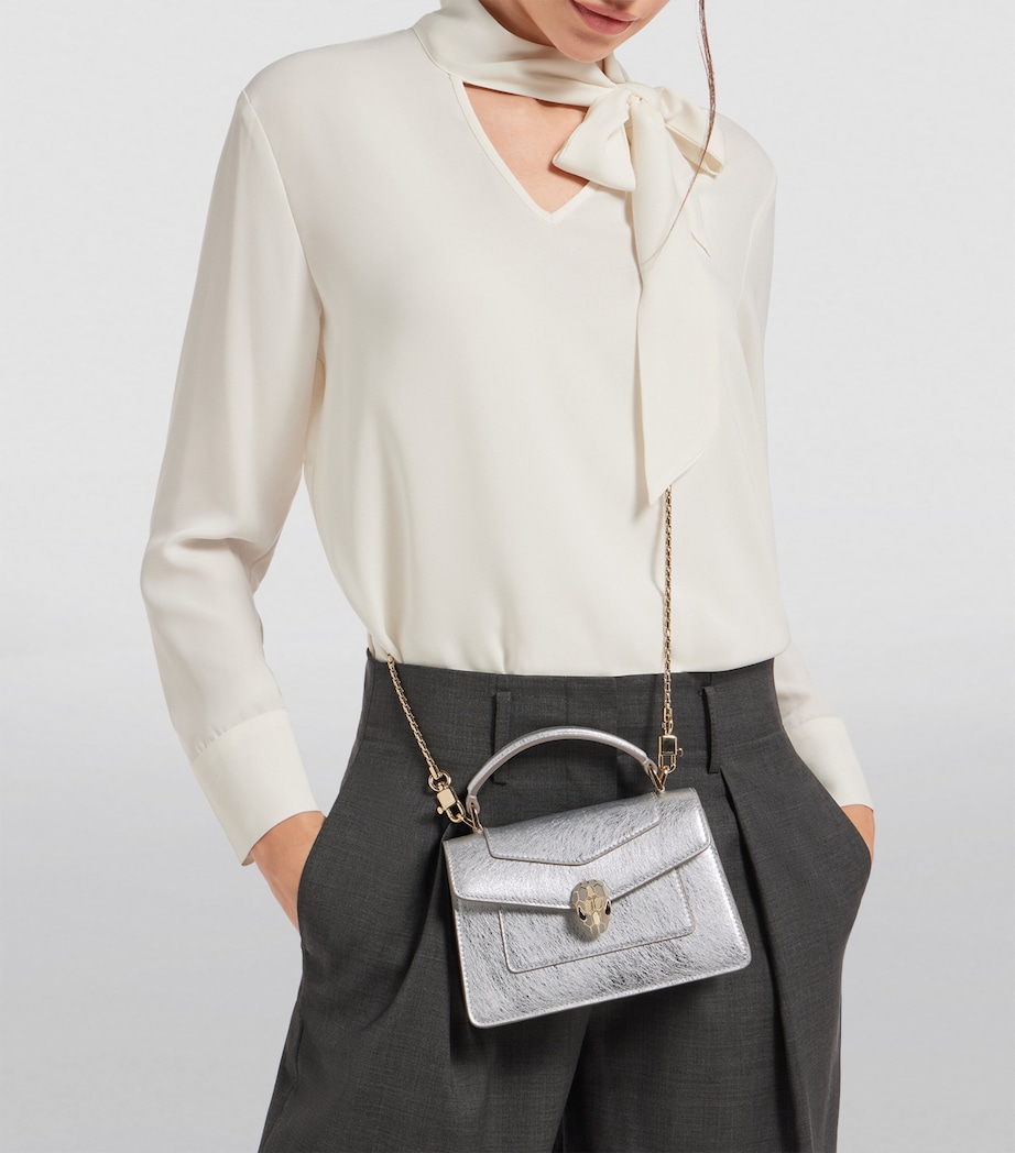 Bvlgari Mini Metallic Serpenti Forever Top-Handle Bag Silver Image 2