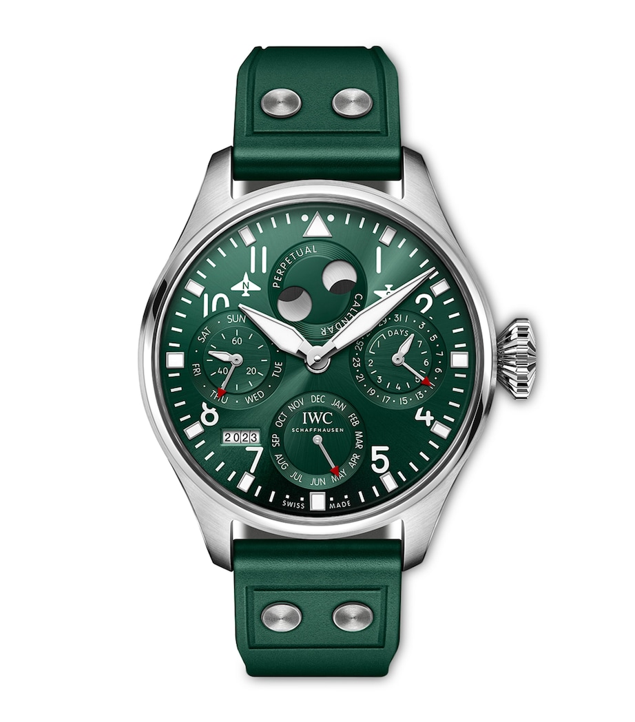 Stainless Steel Big Pilot's Watch Perpetual Calendar Watch 46.2mm GREEN Image 1