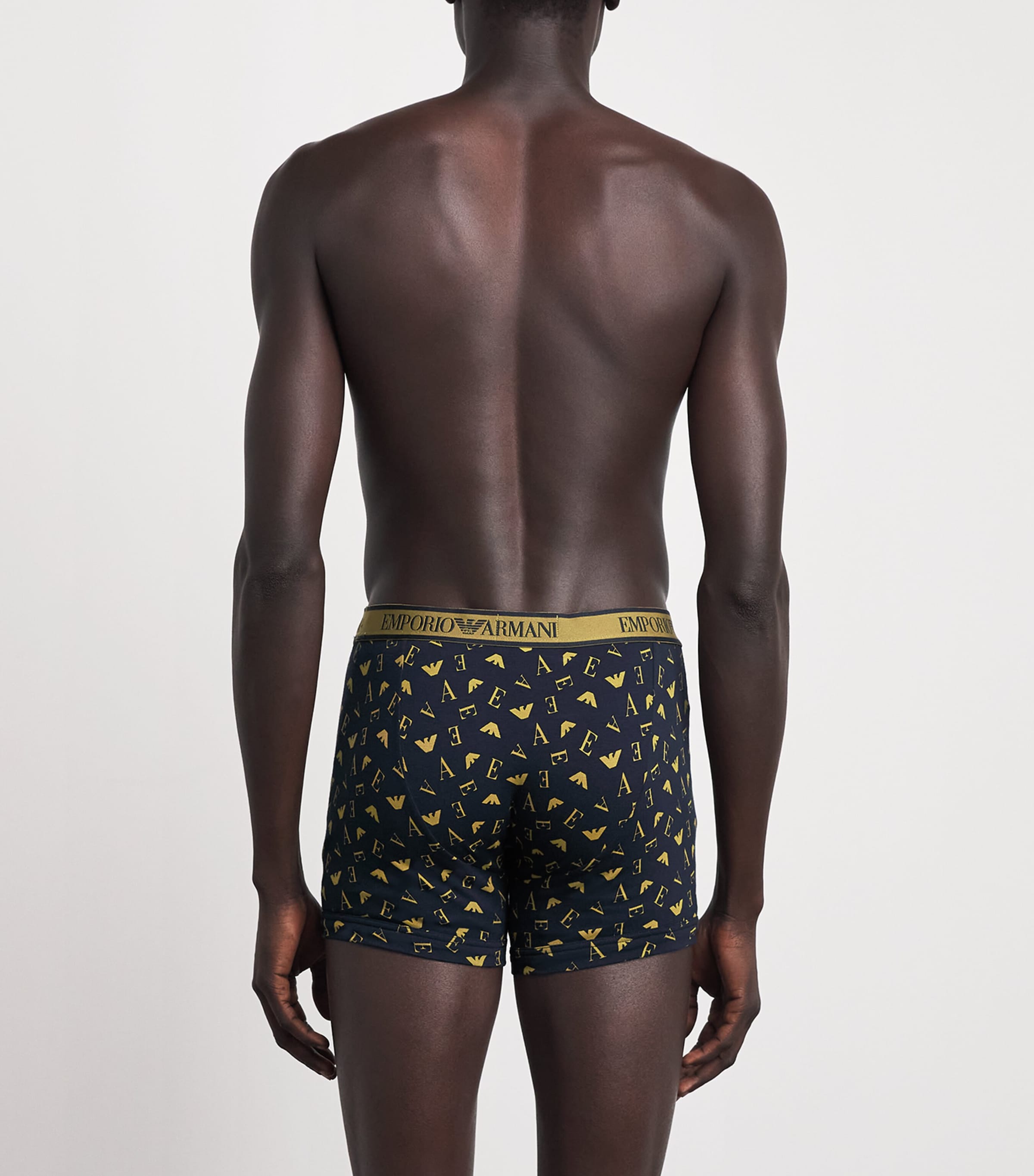 Emporio Armani Mens Stretch-Cotton Logo Boxer Briefs (Pack of 3) Blu/blumo Image 3