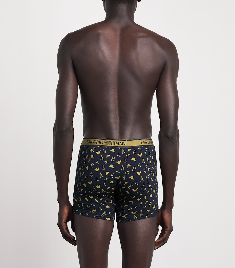 Emporio Armani Mens Stretch-Cotton Logo Boxer Briefs (Pack of 3) Blu/blumo Image 3