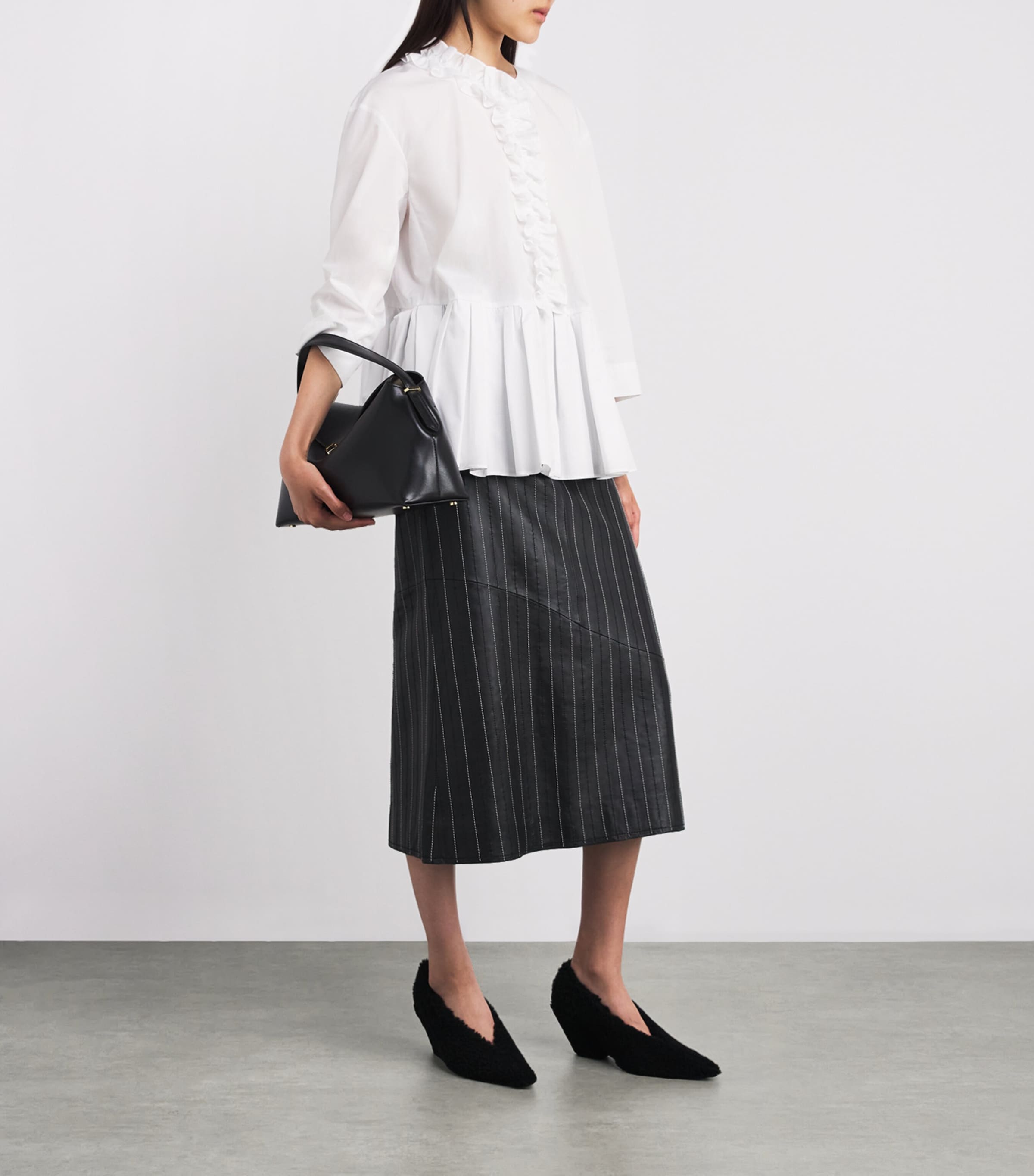 Cotton Ruffle-Detail Shirt OPTICAL WHITE Image 2