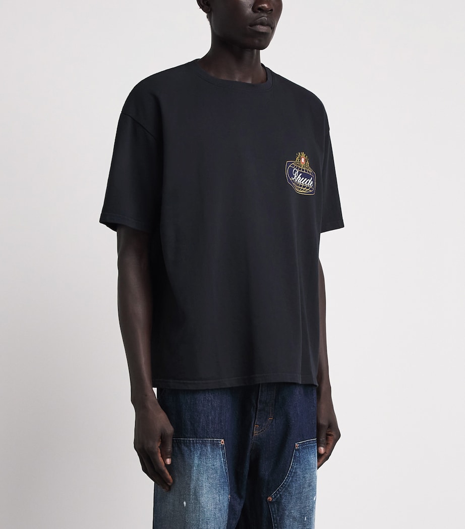 Rhude Mens Cotton Safari Crest T-Shirt Vntg Blk/blu/rd Image 4
