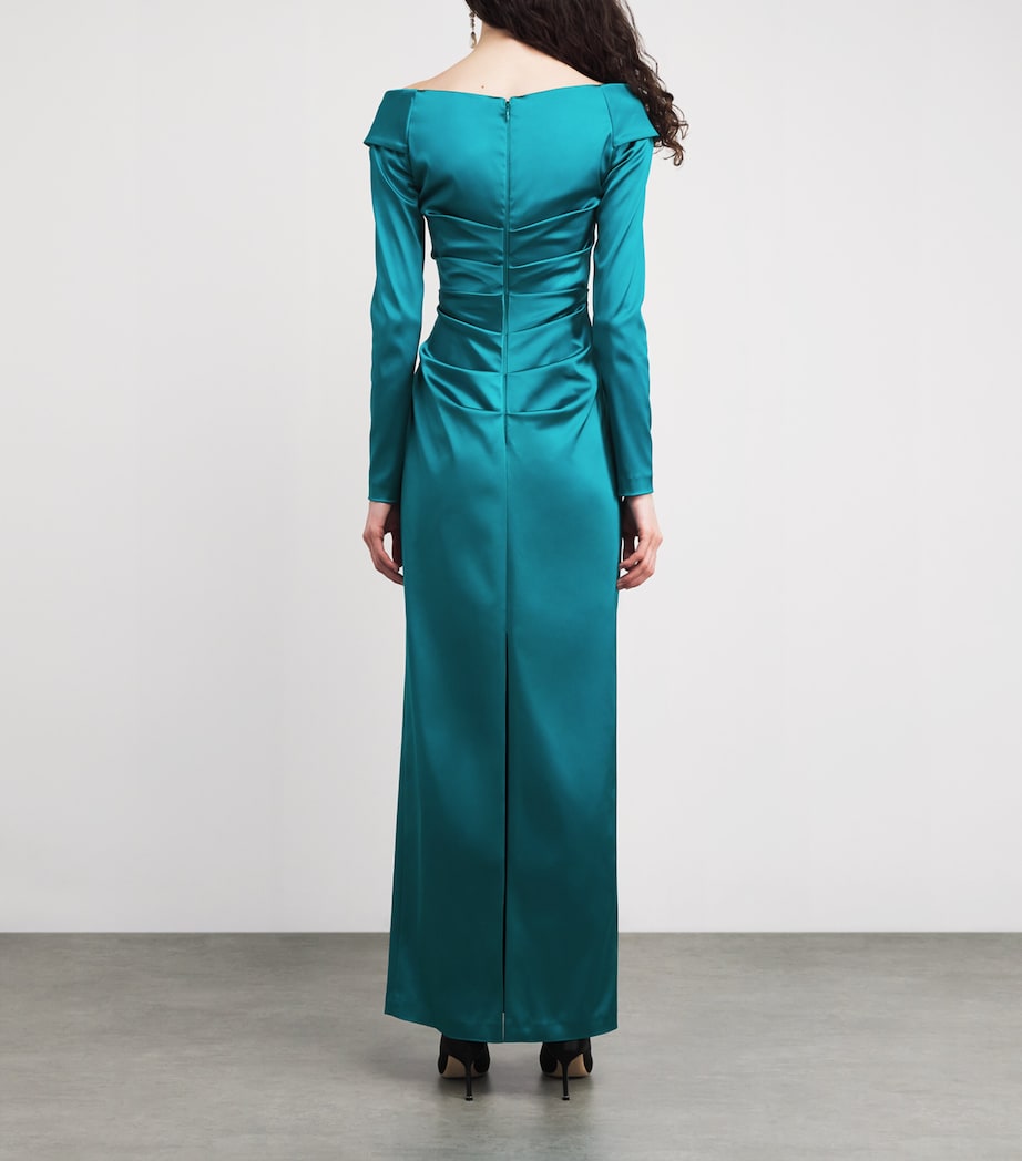 Satin Duchesse Off-The-Shoulder Gown 406 BAY Image 3