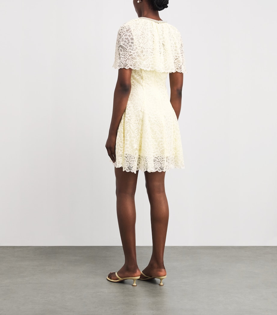 Self-Portrait Womens Lace Cape Mini Dress Yellow Image 4