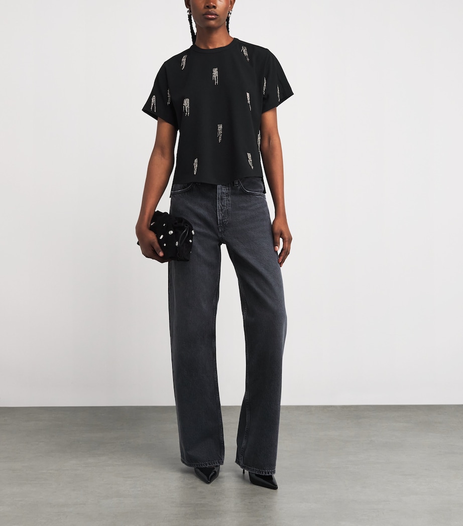 Crepe Abelia Embellished T-Shirt BLACK Image 2